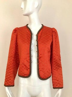 Vintage Saint Laurent Mandarin Orange Silk Jacket 1980s
