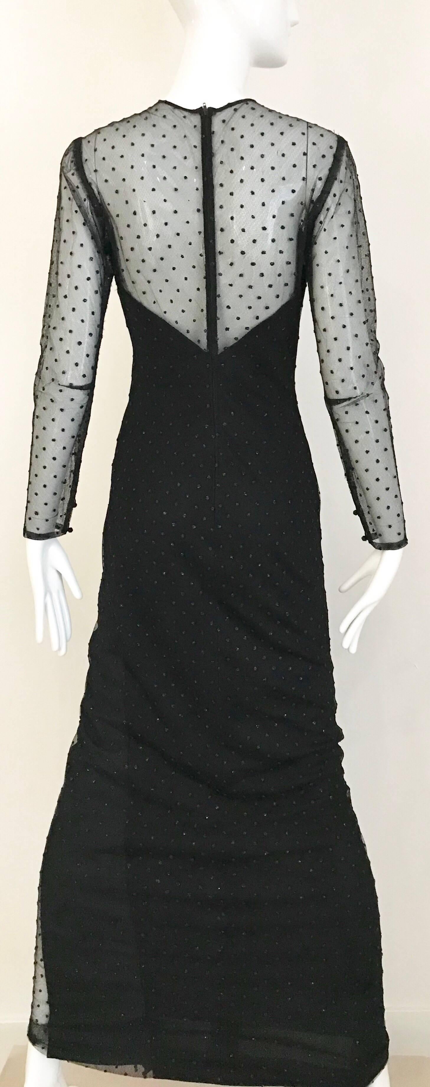 Vintage LORIS AZZARO Black Mesh Cut Out Sexy Evening Gown In Excellent Condition In Beverly Hills, CA