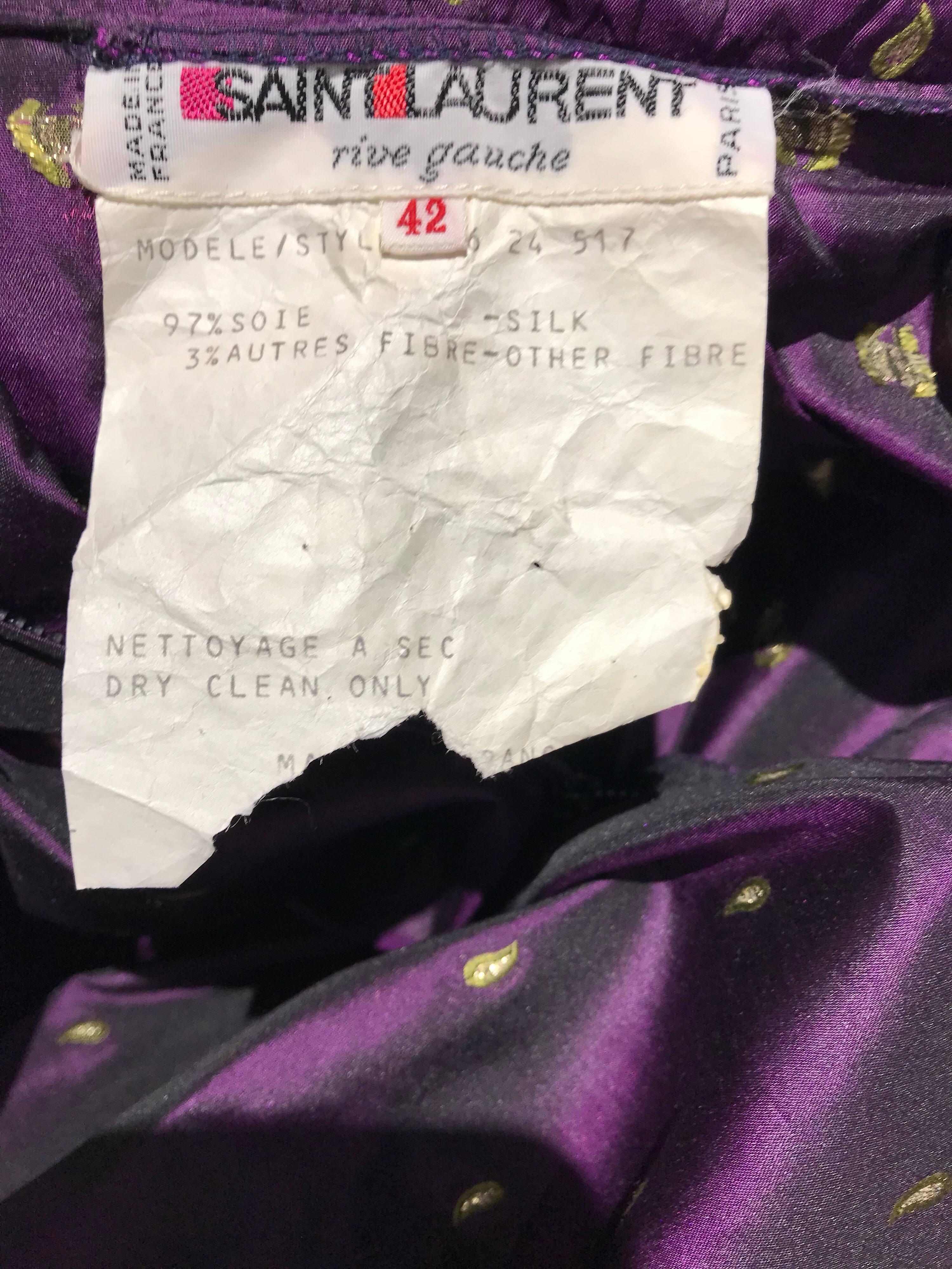 Women's Saint Laurent Rive Gauche Purple Silk Blouse and Maxi Skirt Ensemble, 1990s For Sale