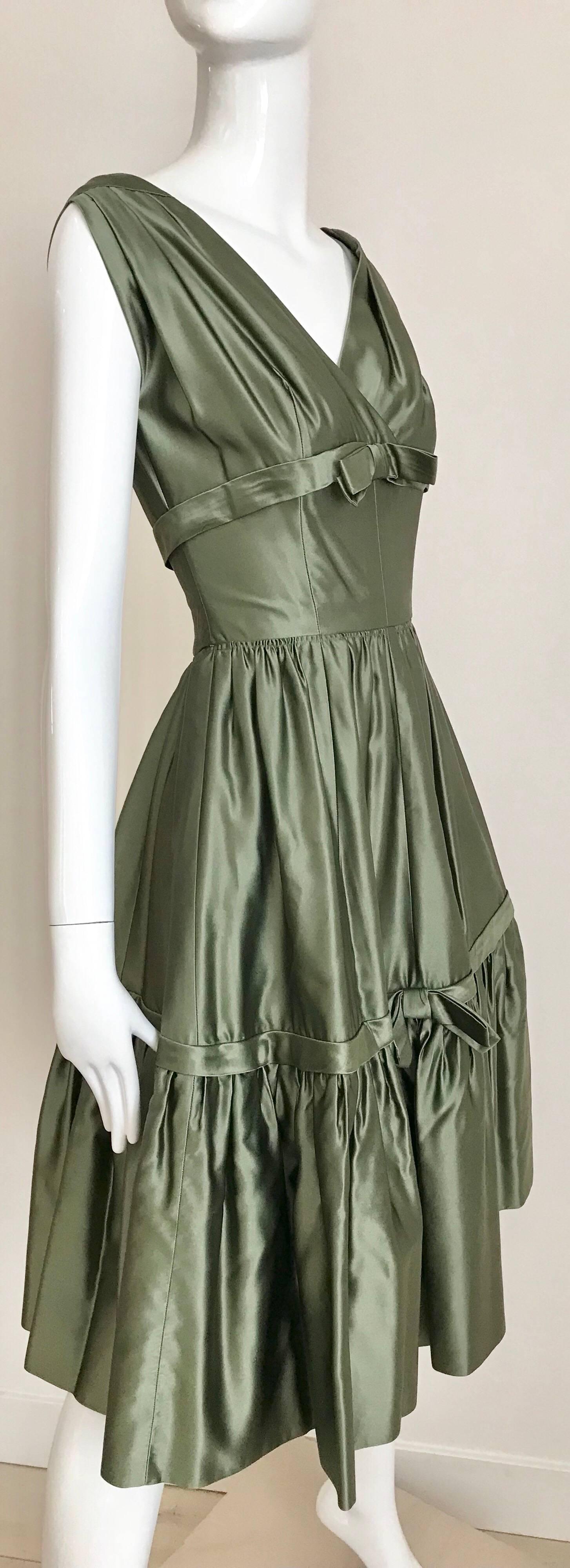 Christian Dior Green Silk Cocktail Dress, 1950s  1