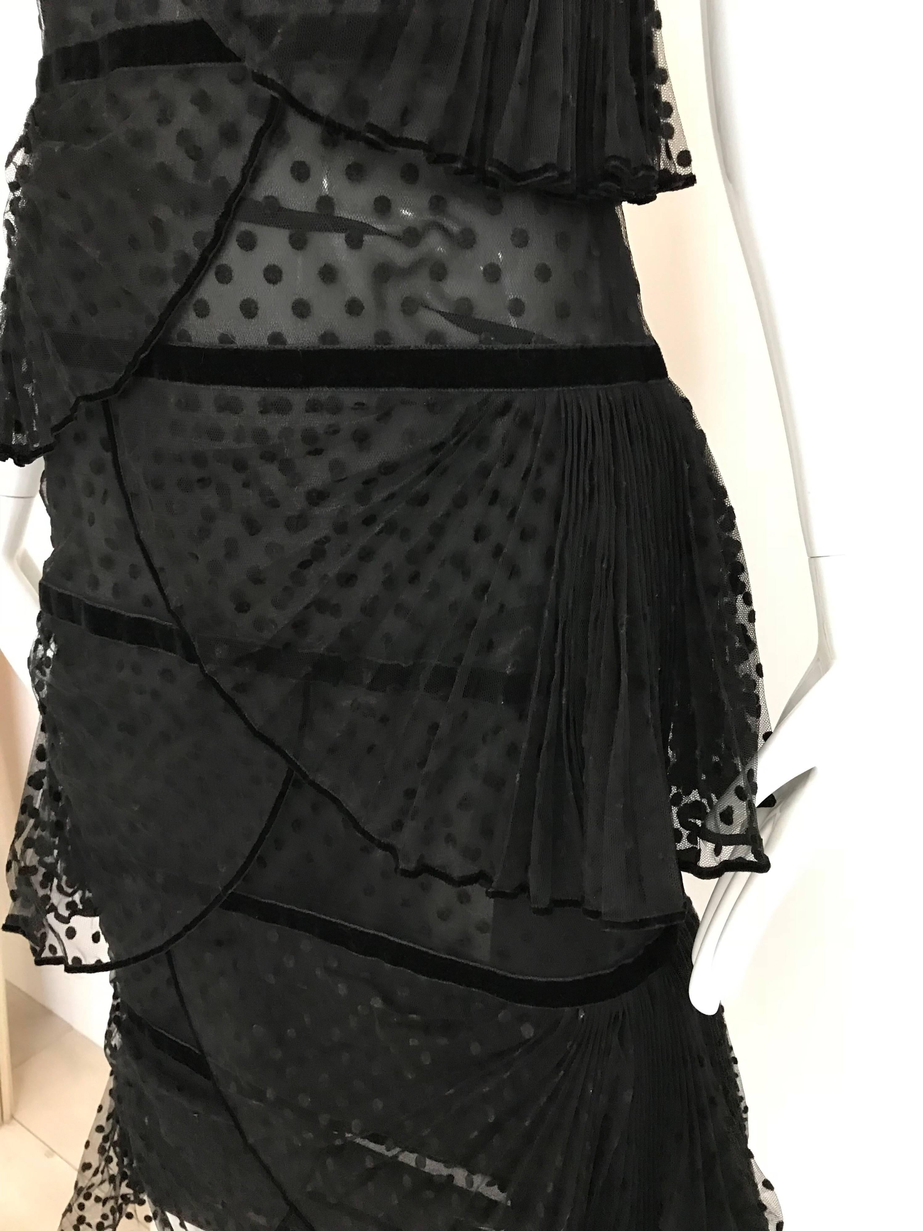  Christian Dior by Gianfranco Ferre Black Lace Strapless Velvet flocked Gown   2