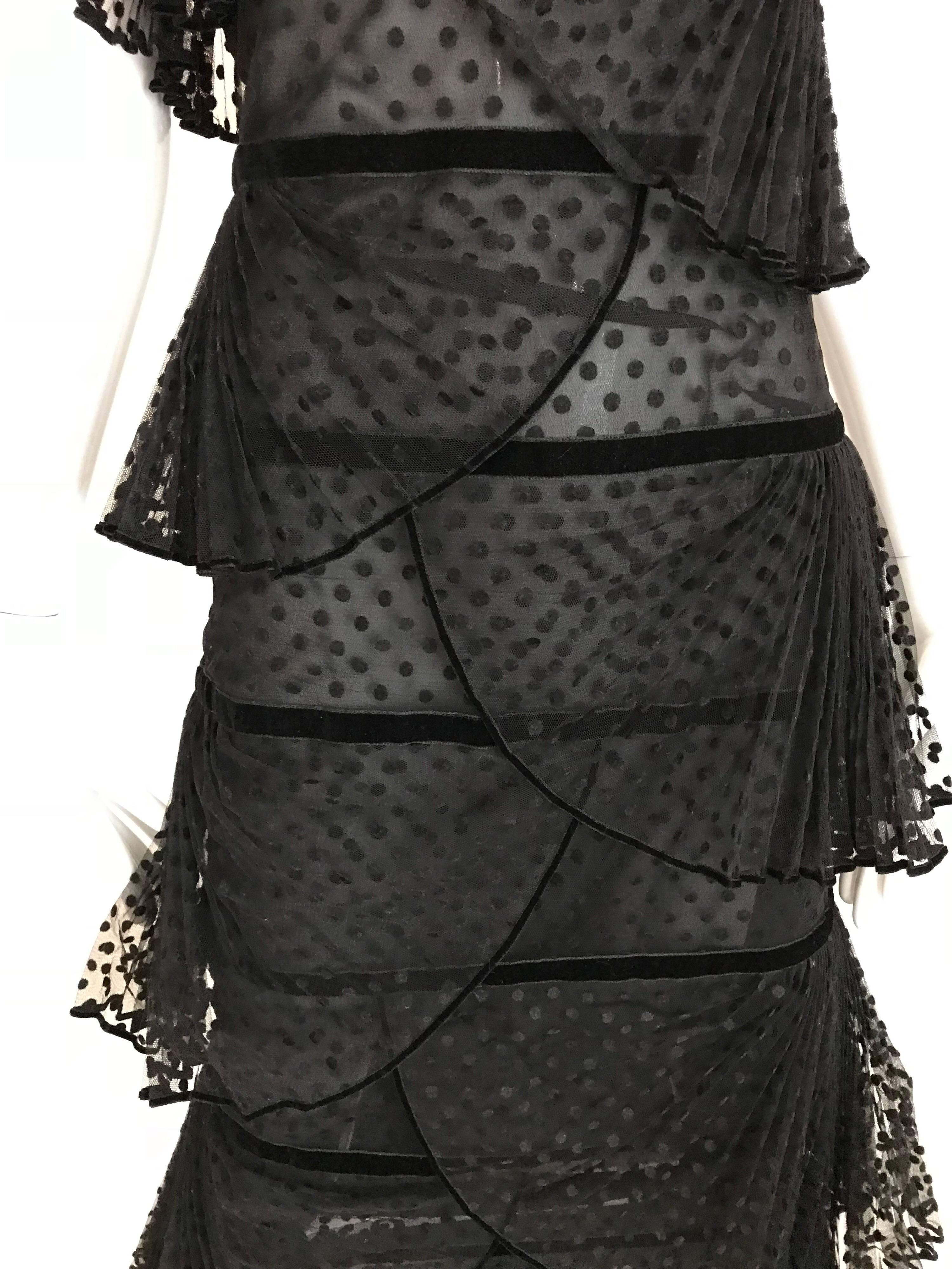  Christian Dior by Gianfranco Ferre Black Lace Strapless Velvet flocked Gown   3