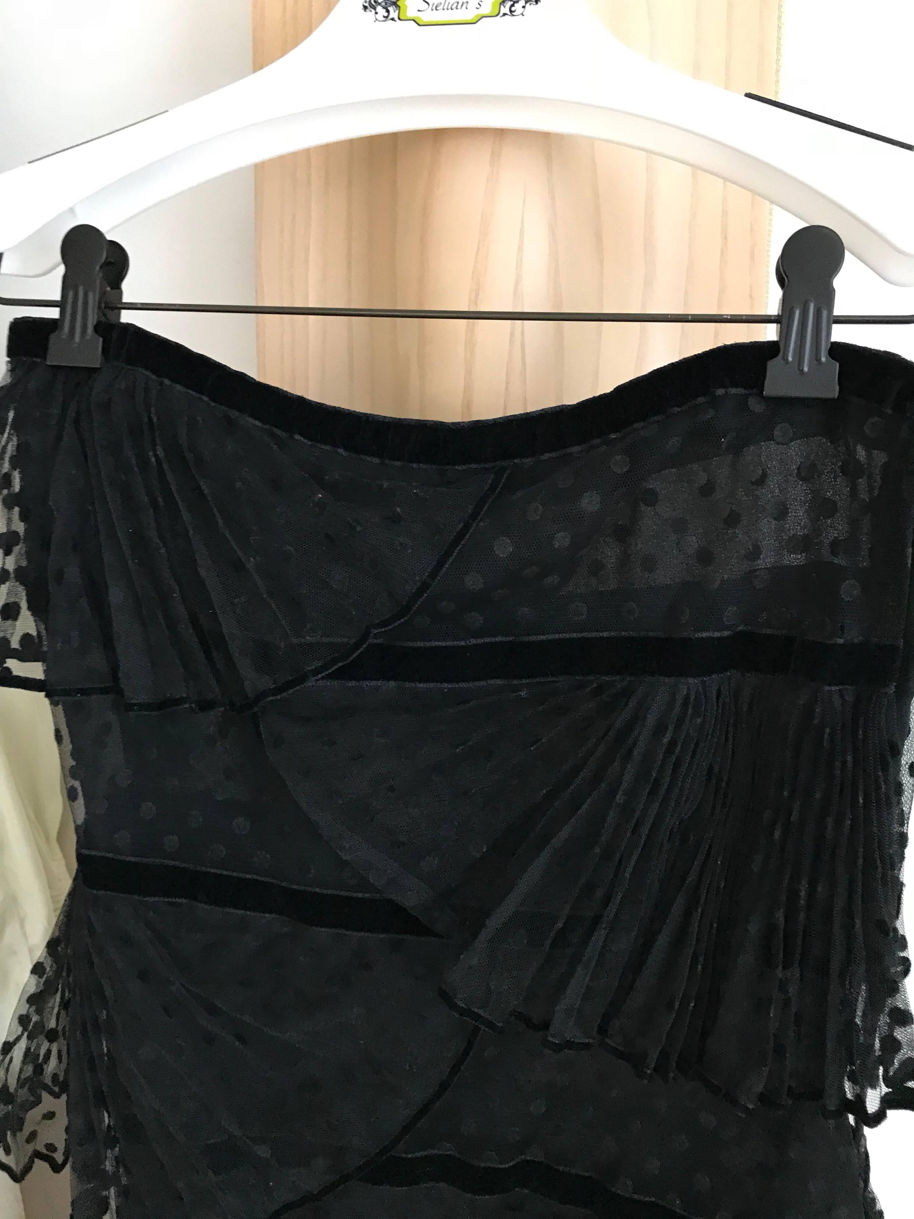  Christian Dior by Gianfranco Ferre Black Lace Strapless Velvet flocked Gown   In Excellent Condition In Beverly Hills, CA
