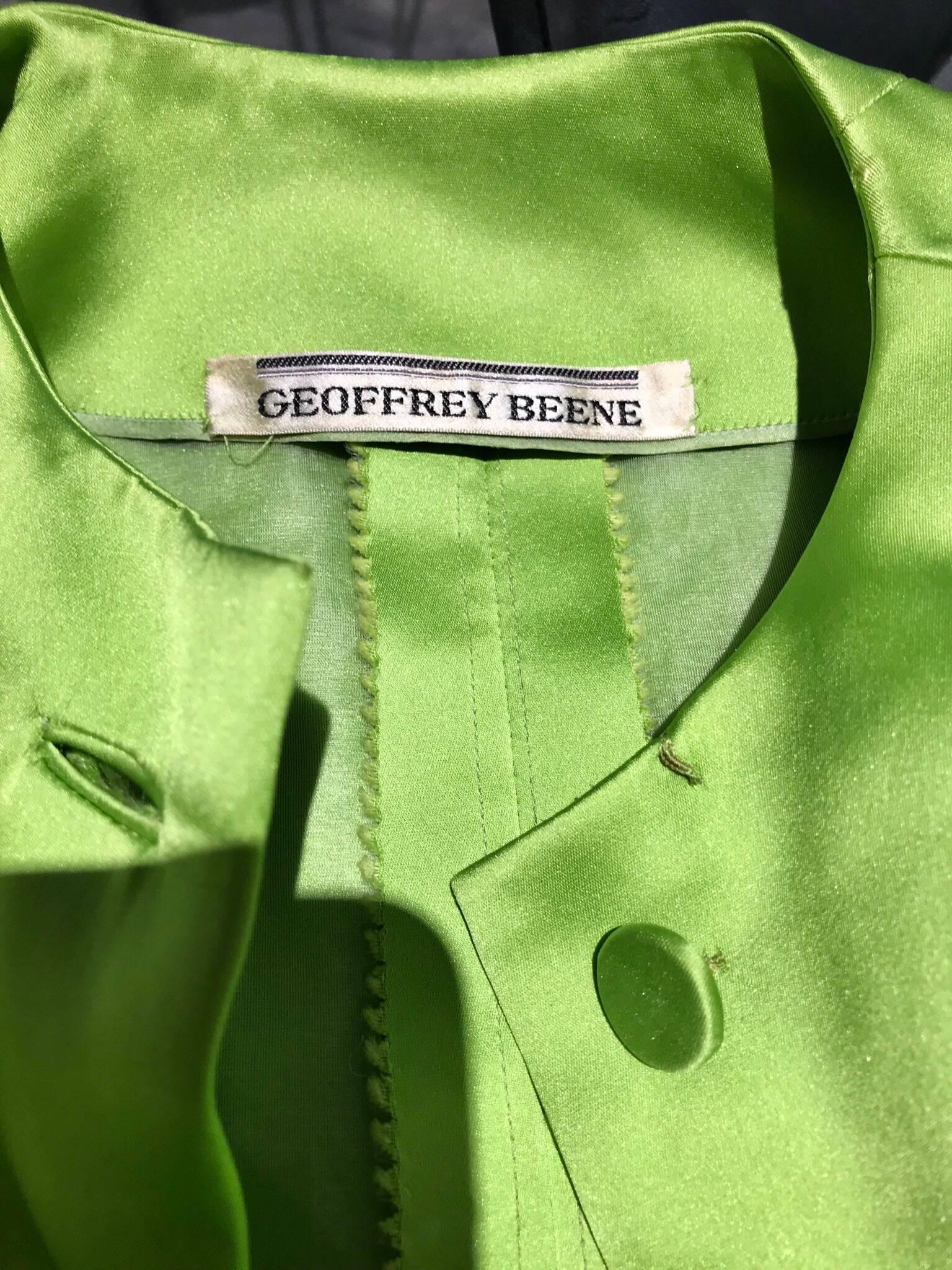Women's 1960s Geoffrey Beene Lime Green Silk Satin Cocktail Dress