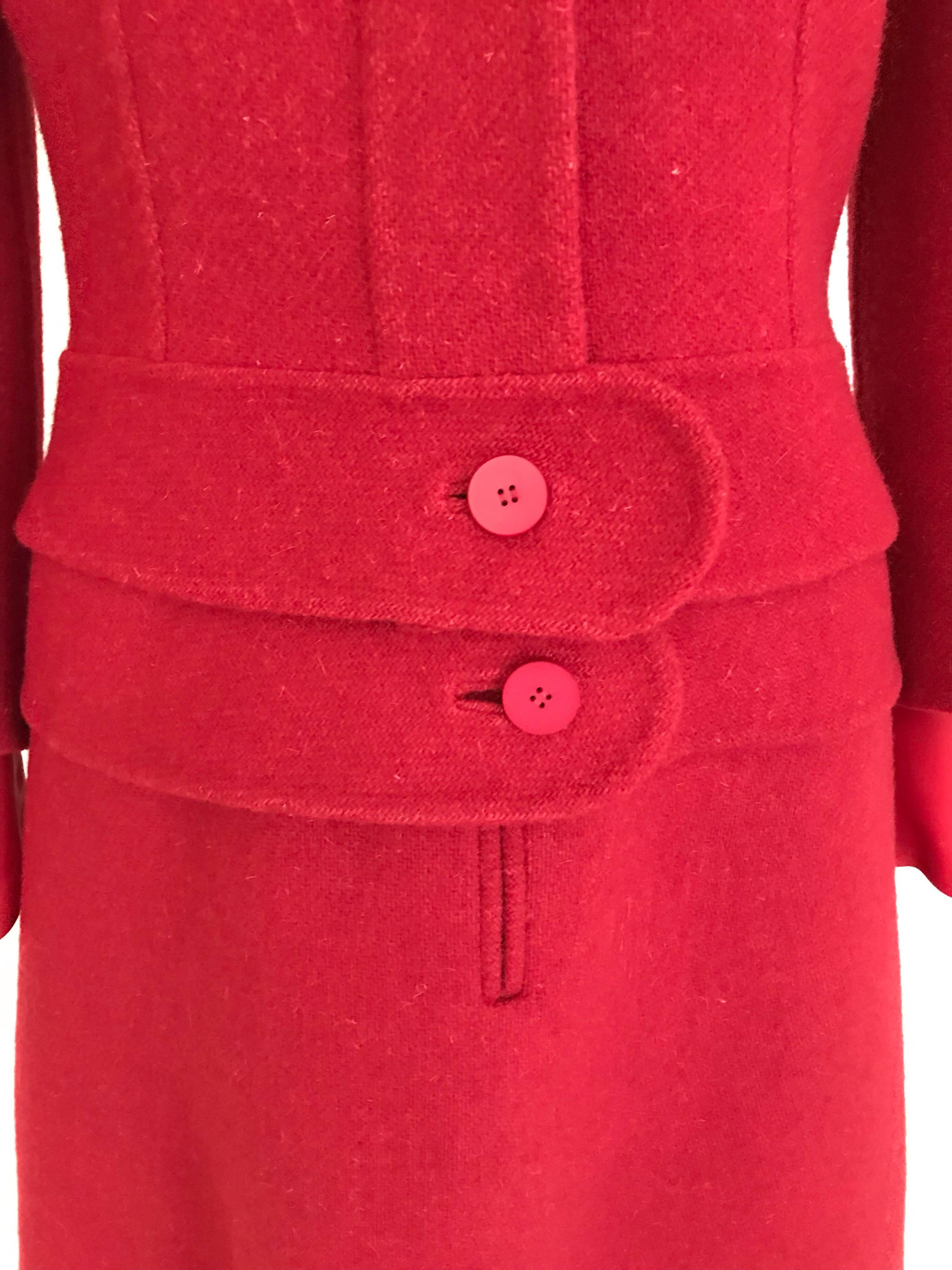 Women's 1950s Gres Red Jersey  Wool Dress with Cropped Jacket set