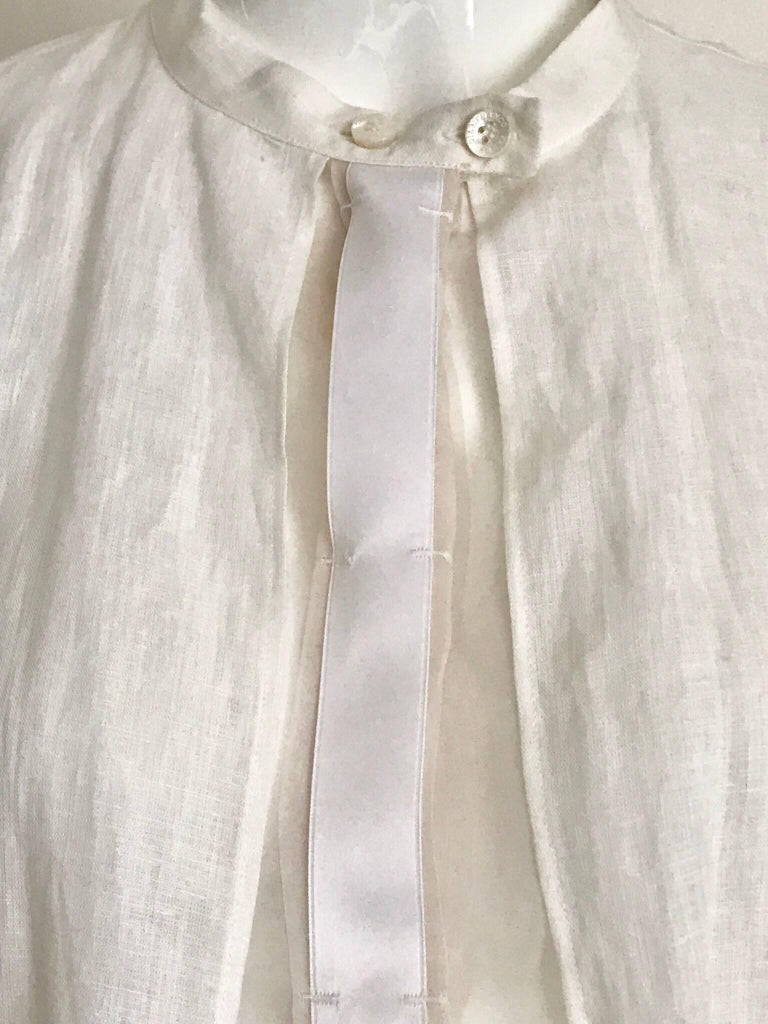 1990s Gianfranco Ferre White Linen and Silk Blouse at 1stDibs