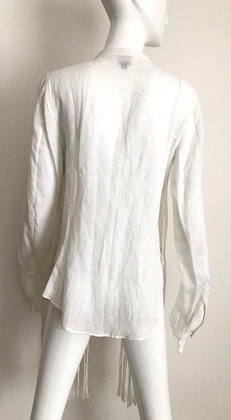 1990s Gianfranco Ferre White Linen and Silk Blouse at 1stDibs