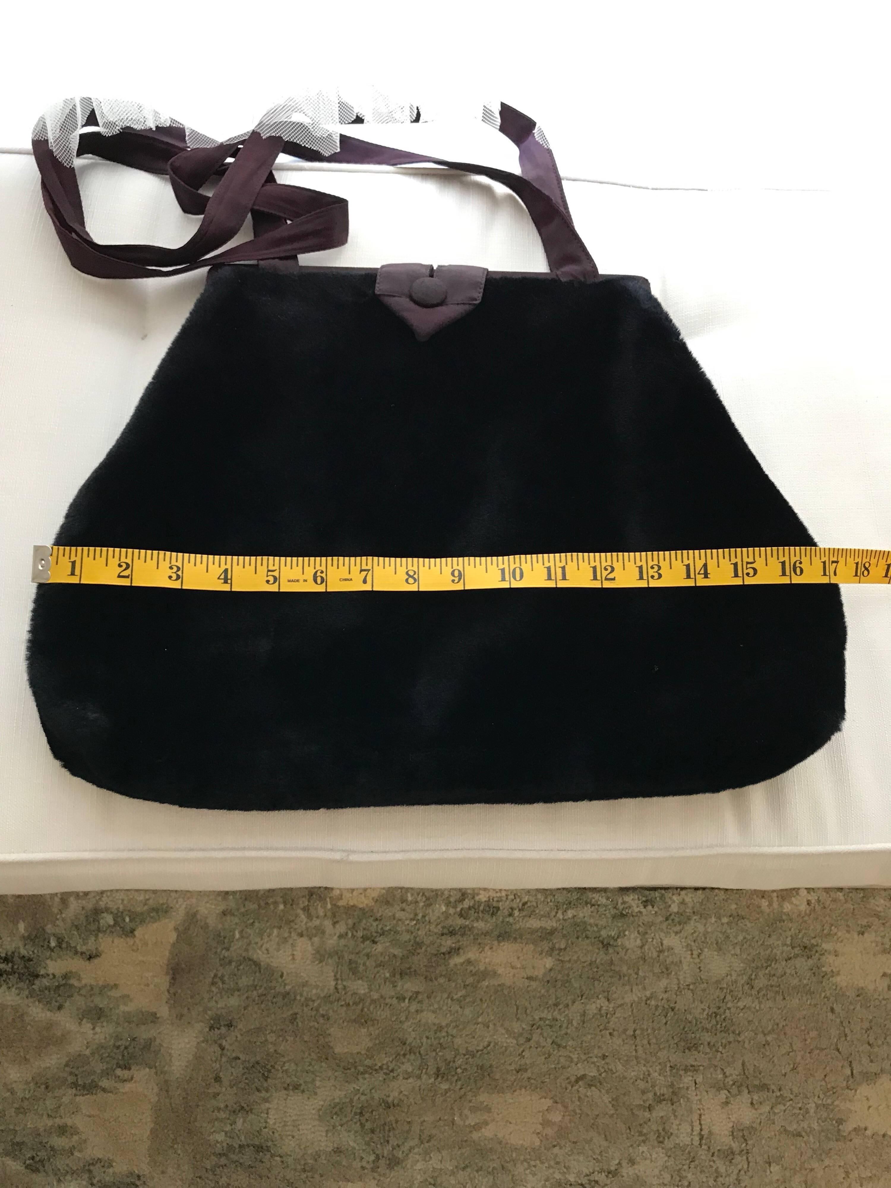 Black 1980s Norma Kamali  Faux Fur Oversized Shoulder Bag  For Sale