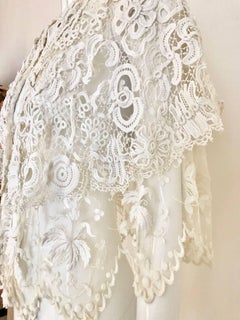 Edwardian White Battenberg Lace Capelet