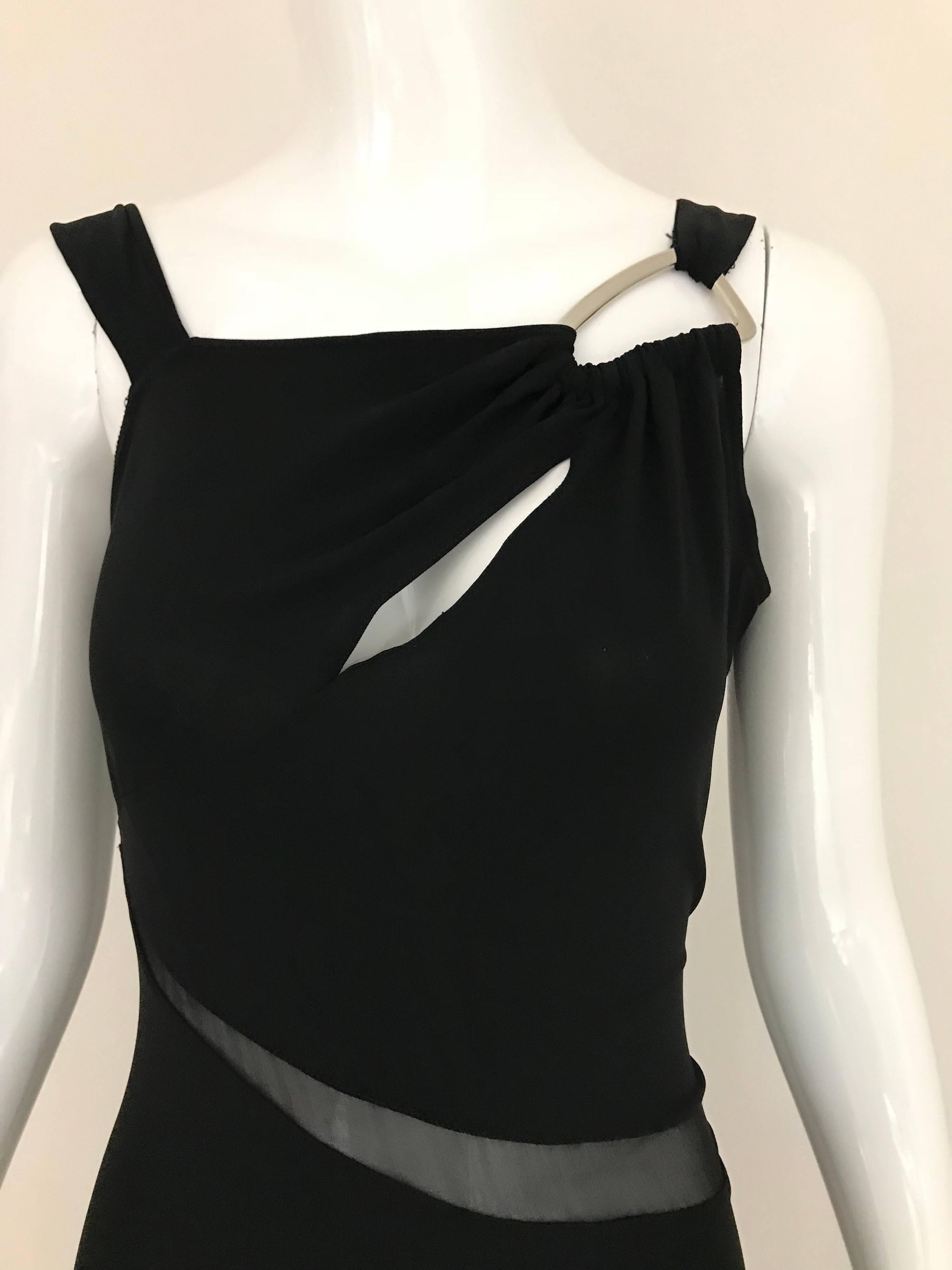 Claude Montana Black Silk Cut Out Gown, 1990s  For Sale 1