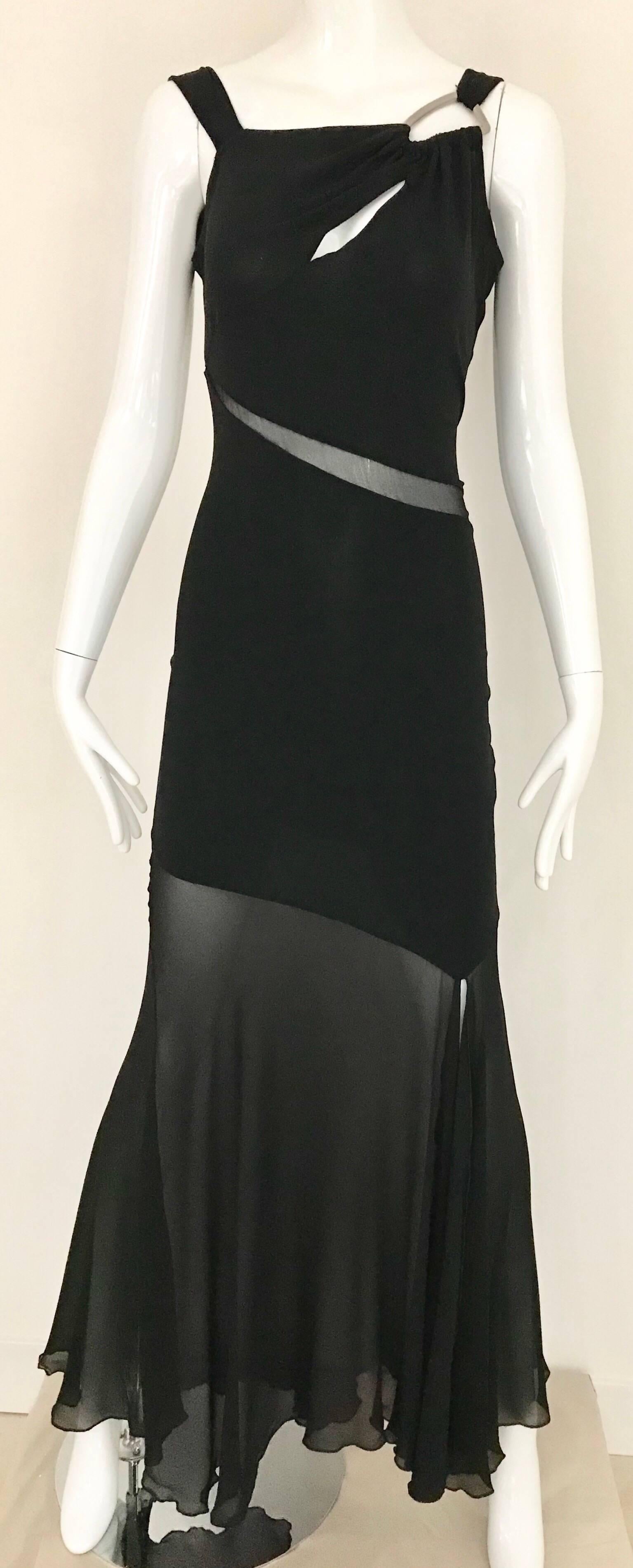 Claude Montana Black Silk Cut Out Gown, 1990s  For Sale 2