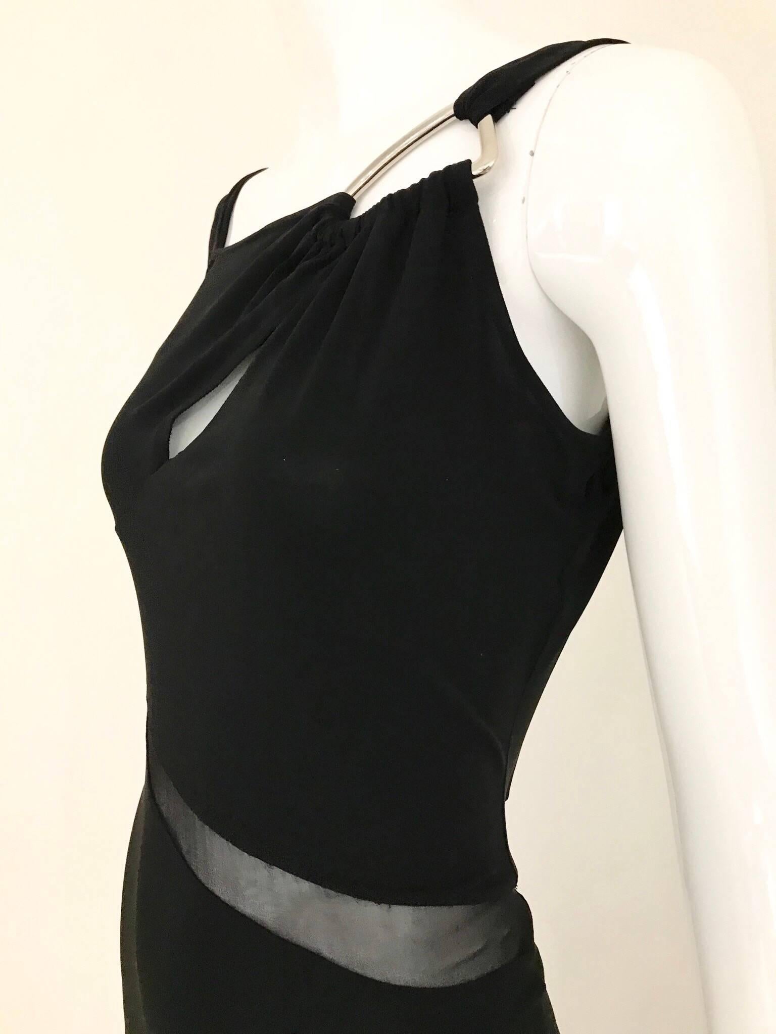 Claude Montana Black Silk Cut Out Gown, 1990s  For Sale 3