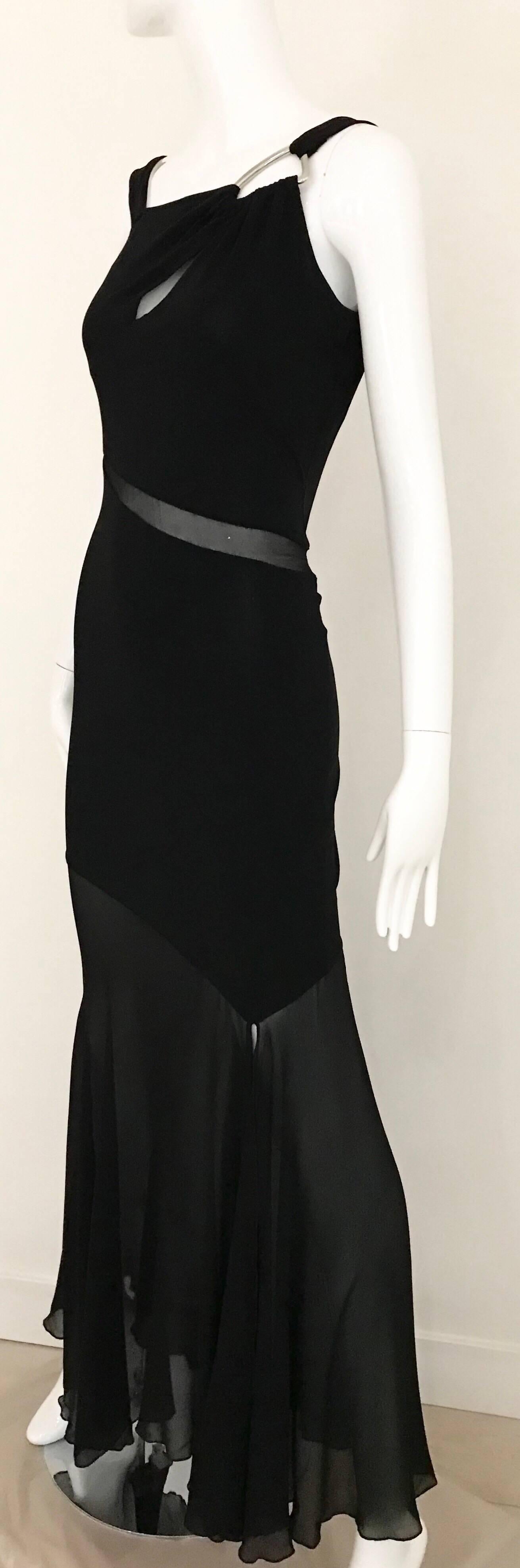 Claude Montana Vestido recortado de seda negra, años 90 en venta 4