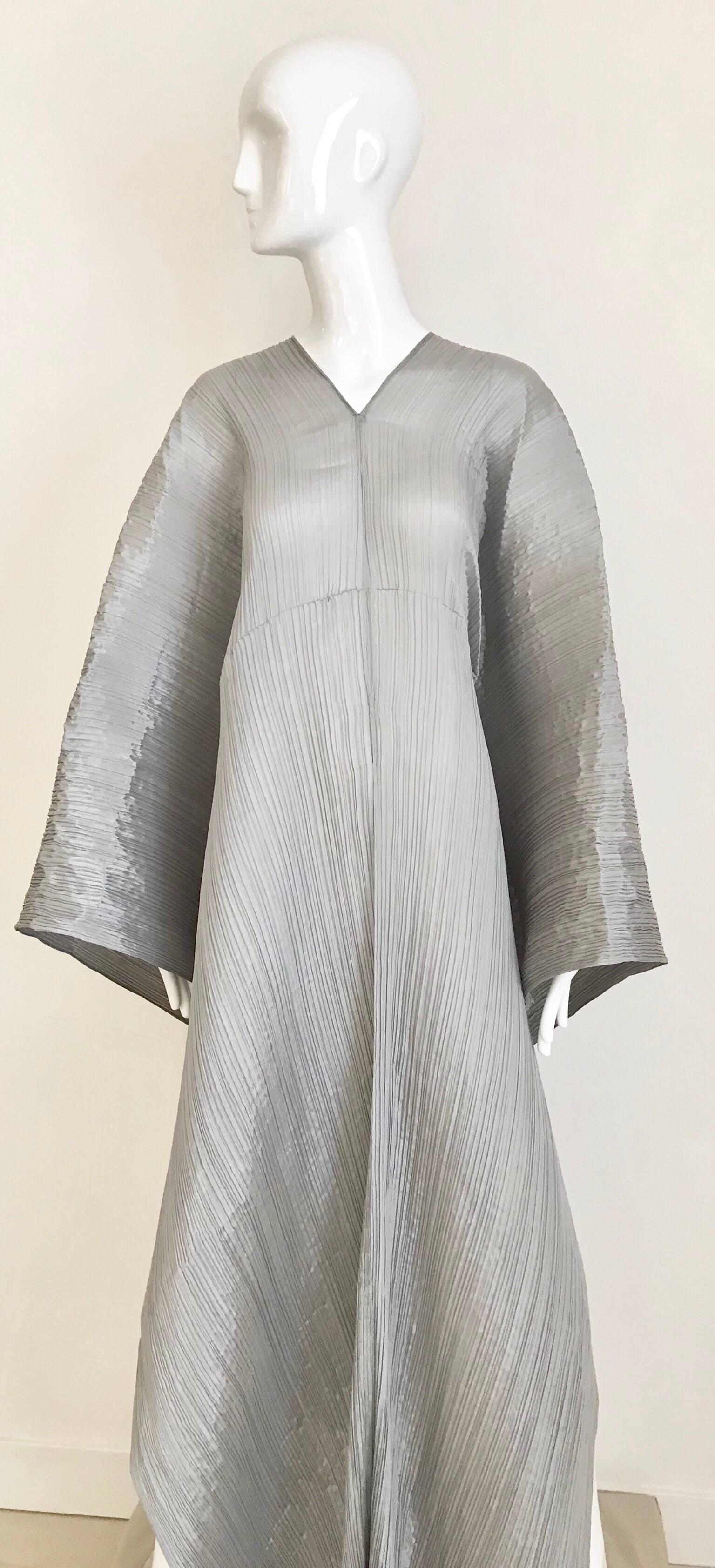 Issey Miyake Pleats Please Silver Grey Caftan Dress