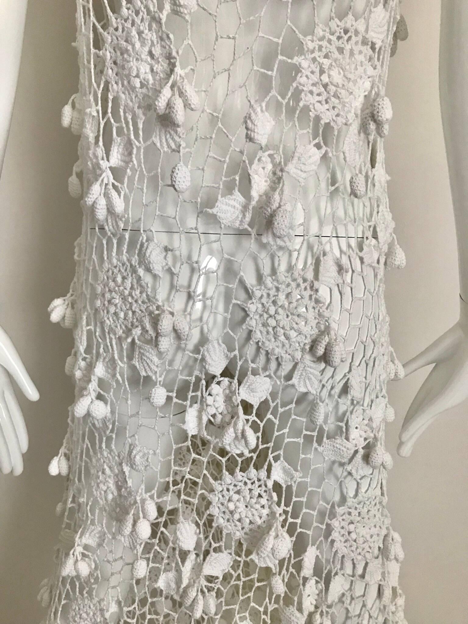 White Cotton Crochet Gown, 1970s  2