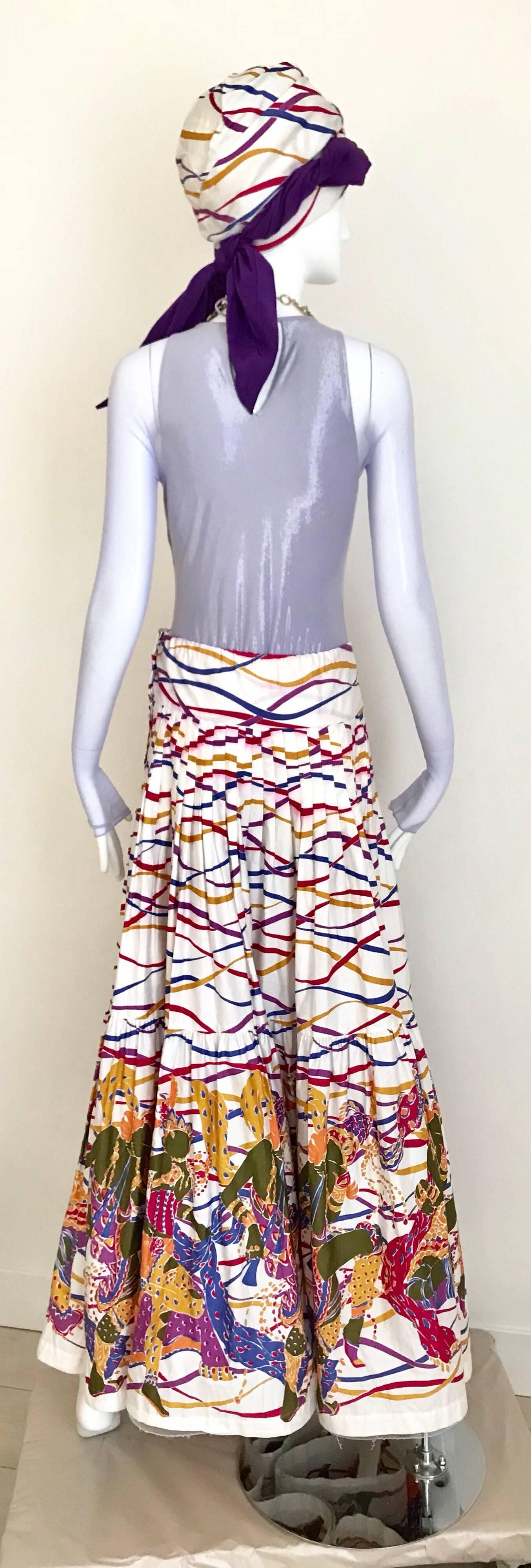 Women's Saint Laurent Multi Color Cotton maxi Skirt and Turban set