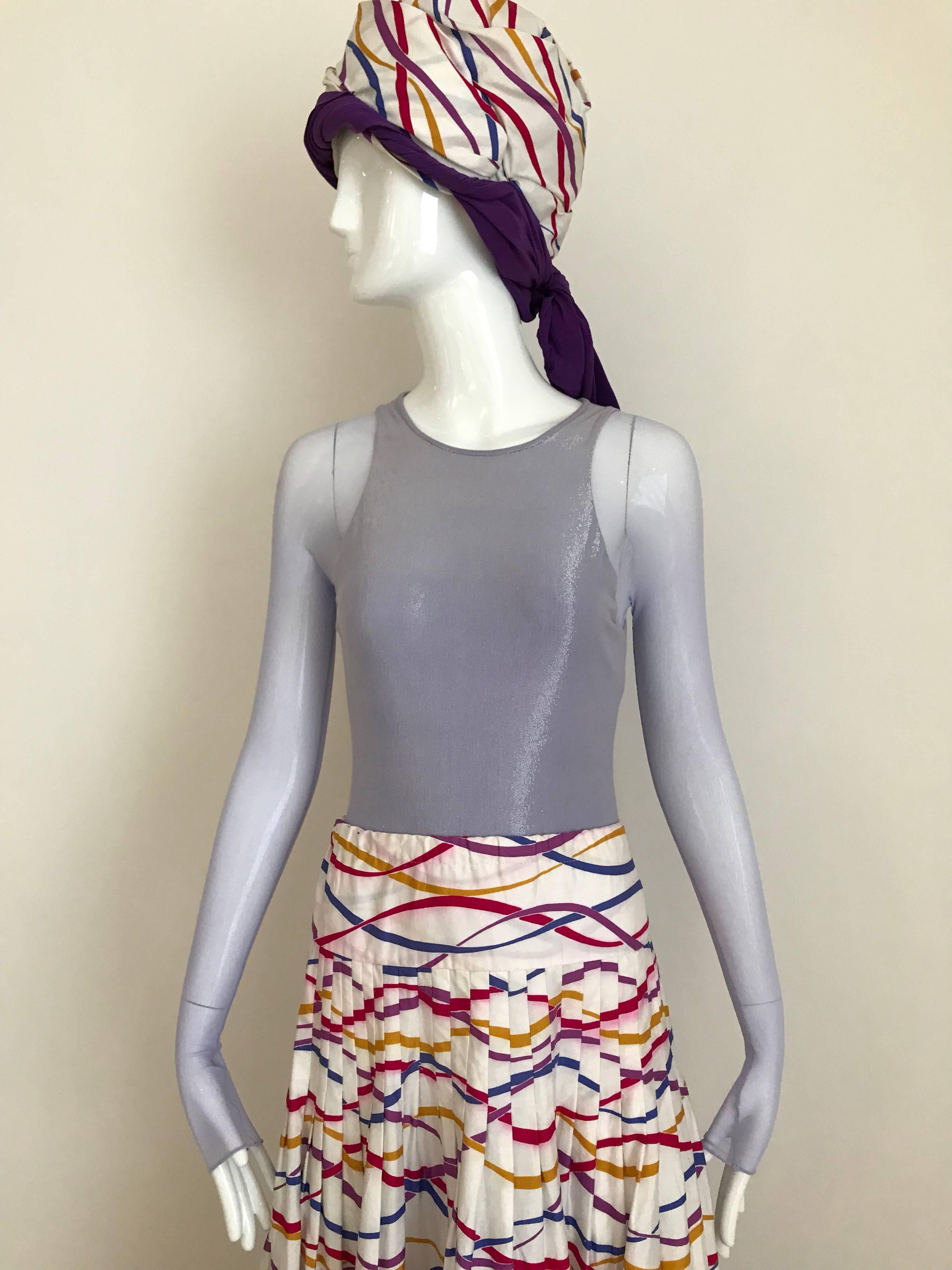 Saint Laurent Multi Color Cotton maxi Skirt and Turban set 5