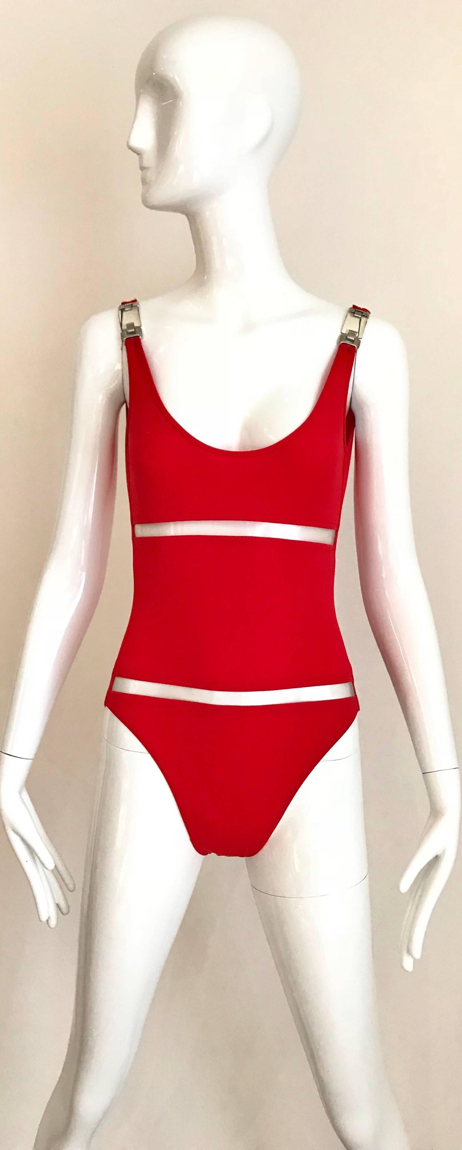 Paco Rabanne Red One Piece Bathing suit In New Condition In Beverly Hills, CA