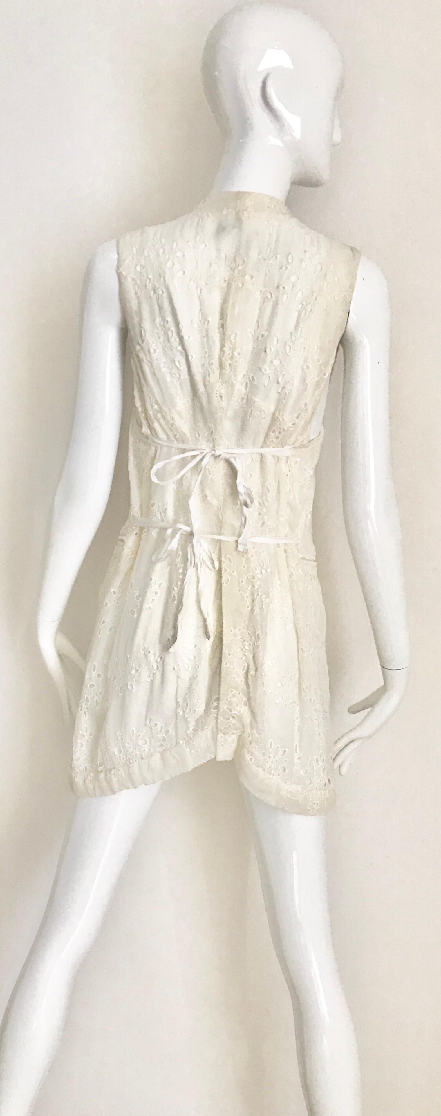 Beige Ann Demeleumesteer Creme Eyelet Silk Vest For Sale