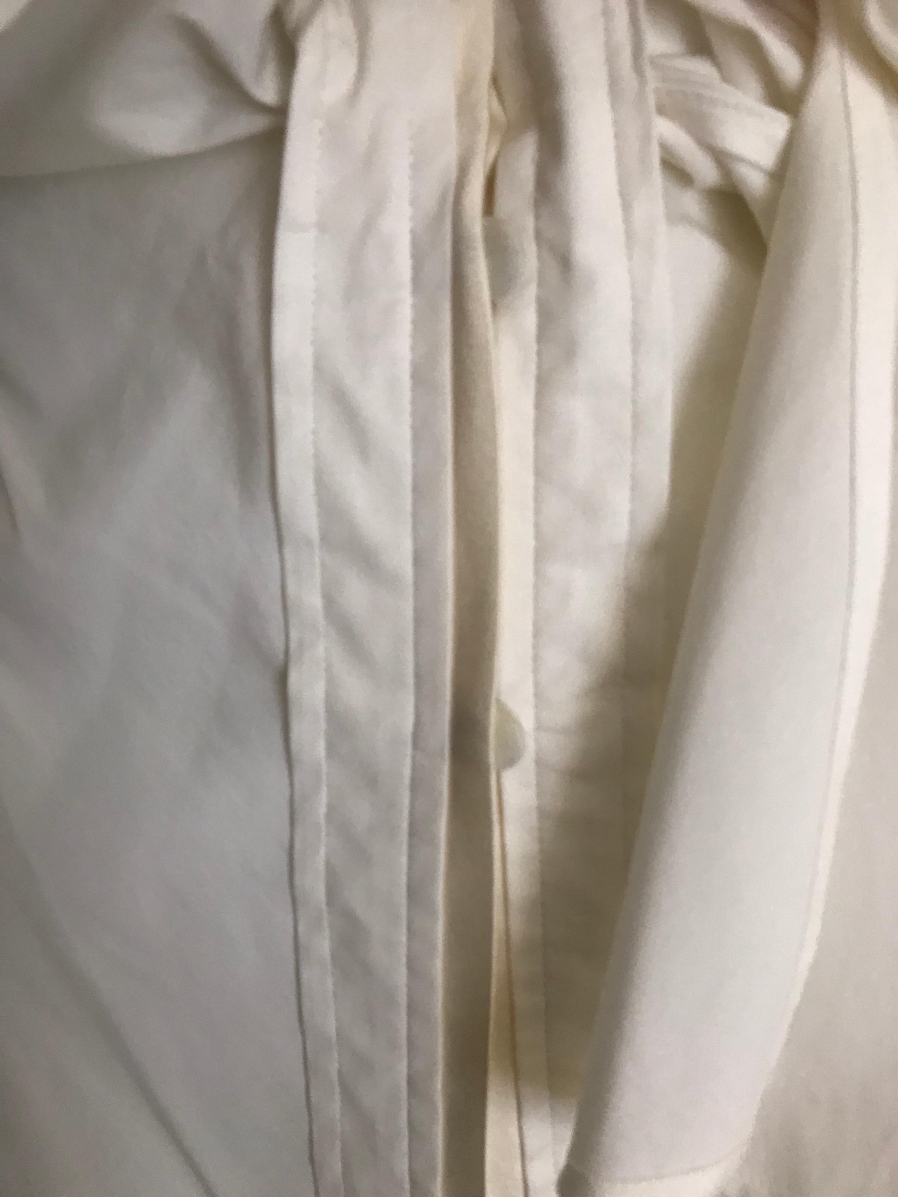 Women's Yves Saint Laurent by Tom Ford  White Cotton Tie Front Blouse For Sale