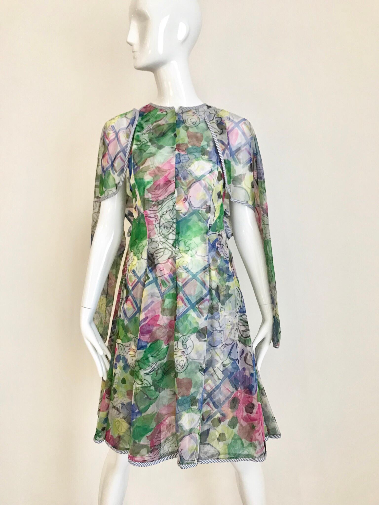 Geoffrey Beene Vintage Multi color Cocktail Dress with Jacket In Excellent Condition For Sale In Beverly Hills, CA