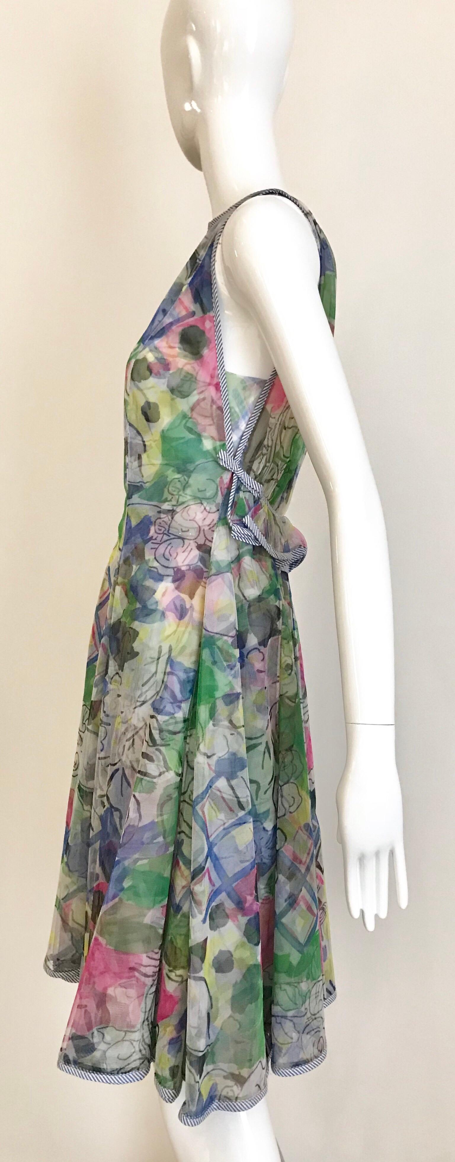 Geoffrey Beene Vintage Multi color Cocktail Dress with Jacket For Sale 2