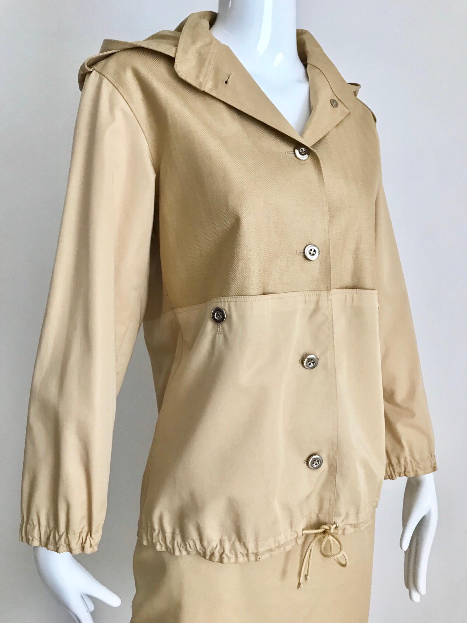 Brown Vintage Courreges Tan Cotton Sport Coat and Skirt Set