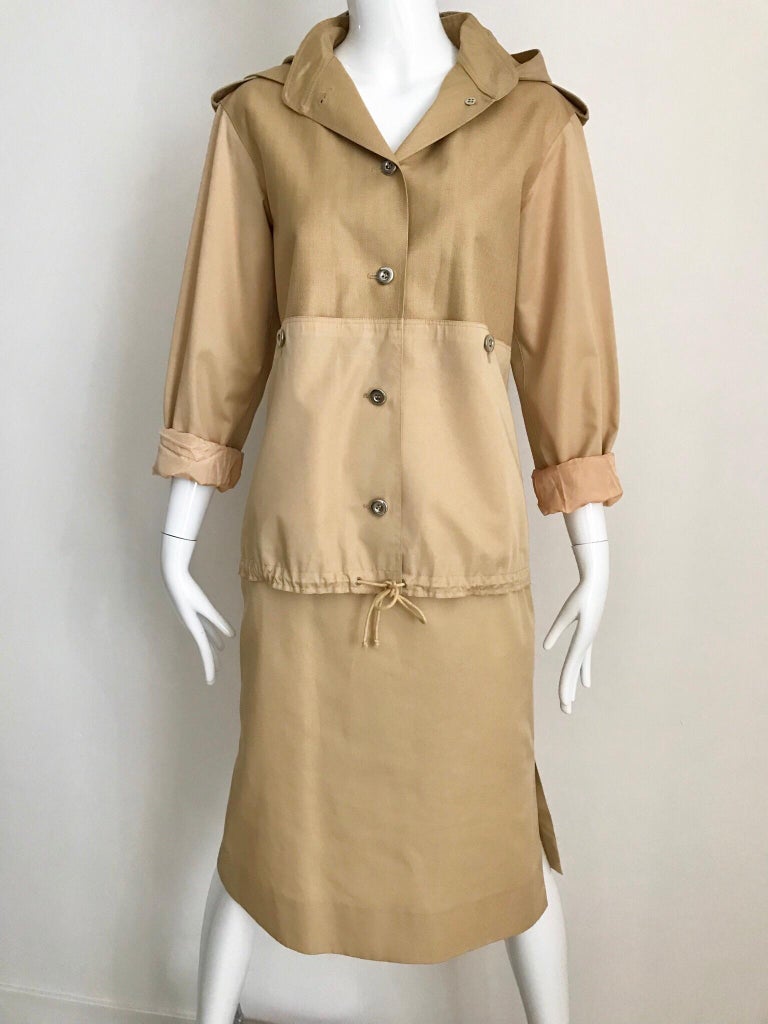 Vintage Courreges Tan Cotton Sport Coat and Skirt Set at 1stDibs | coat ...