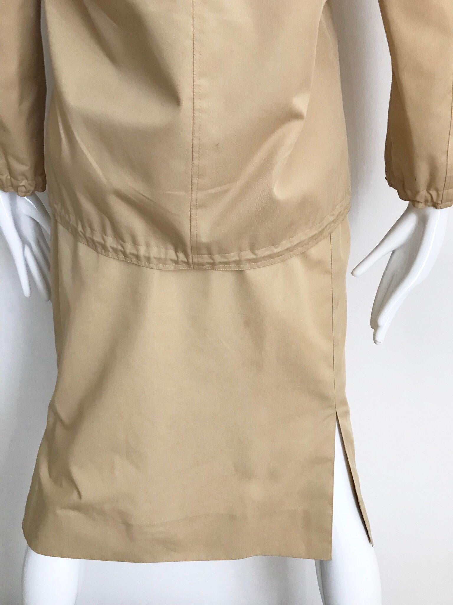 Vintage Courreges Tan Cotton Sport Coat and Skirt Set 1