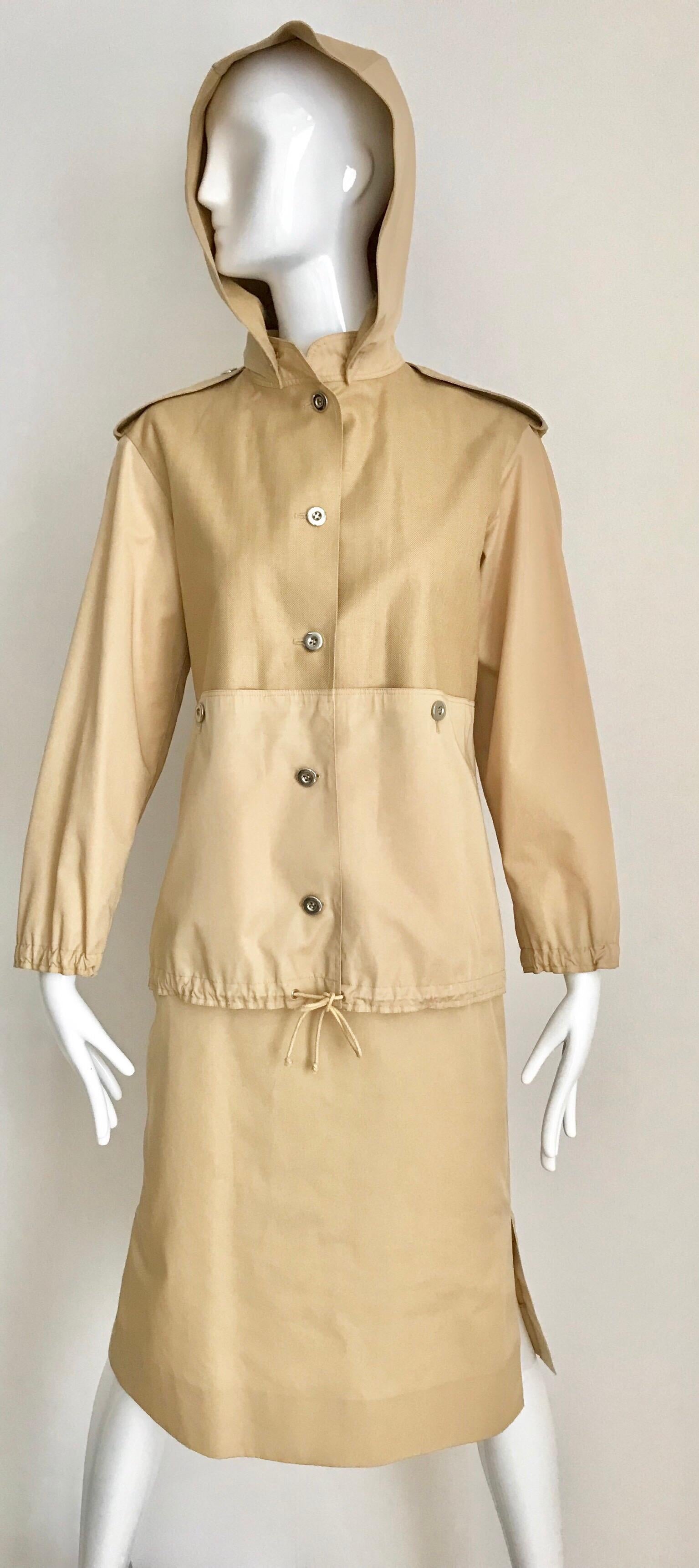 Vintage Courreges Tan Cotton Sport Coat and Skirt Set 2