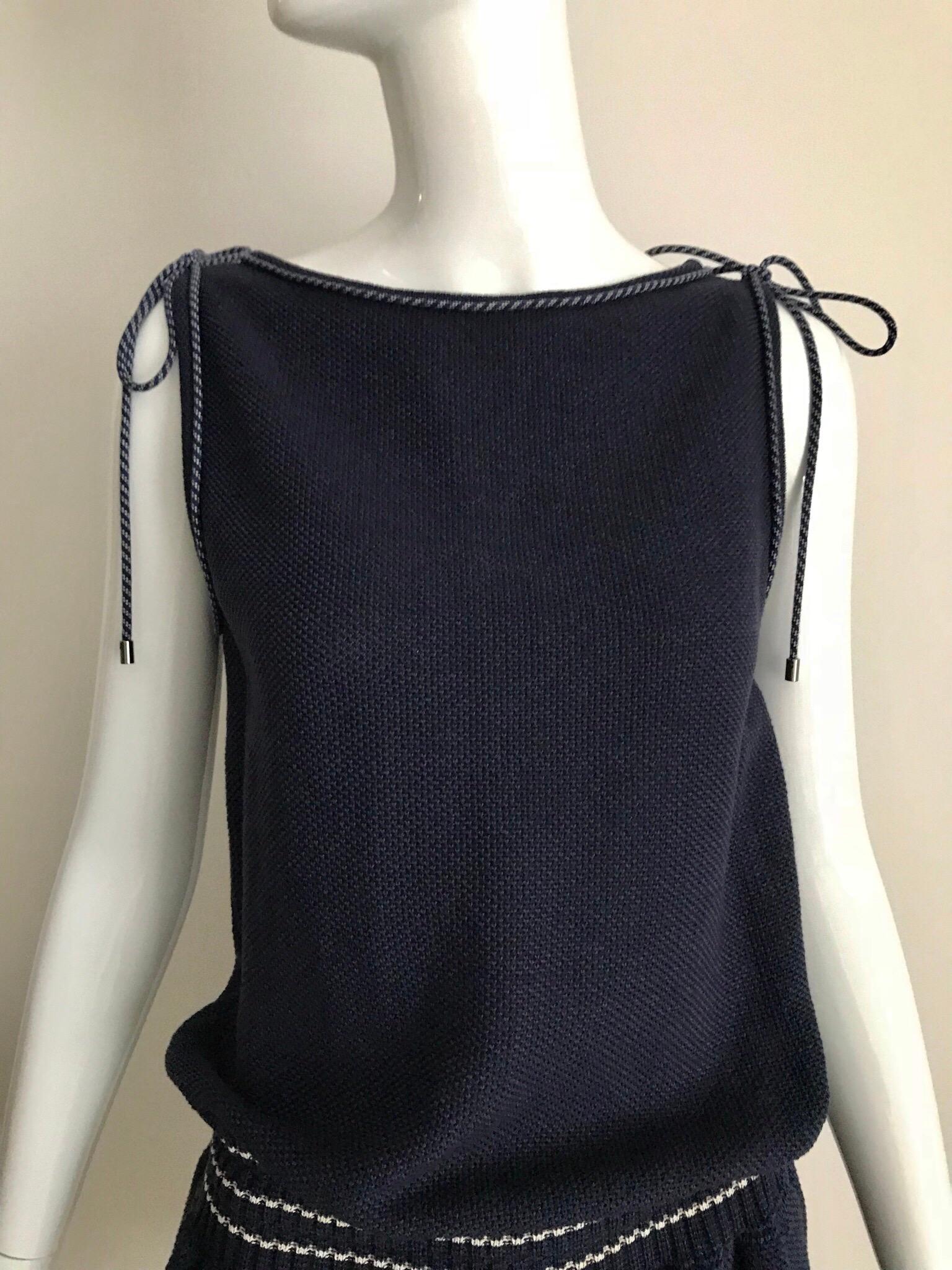 Chanel Navy Blue Knit Drop Waist Dress 1