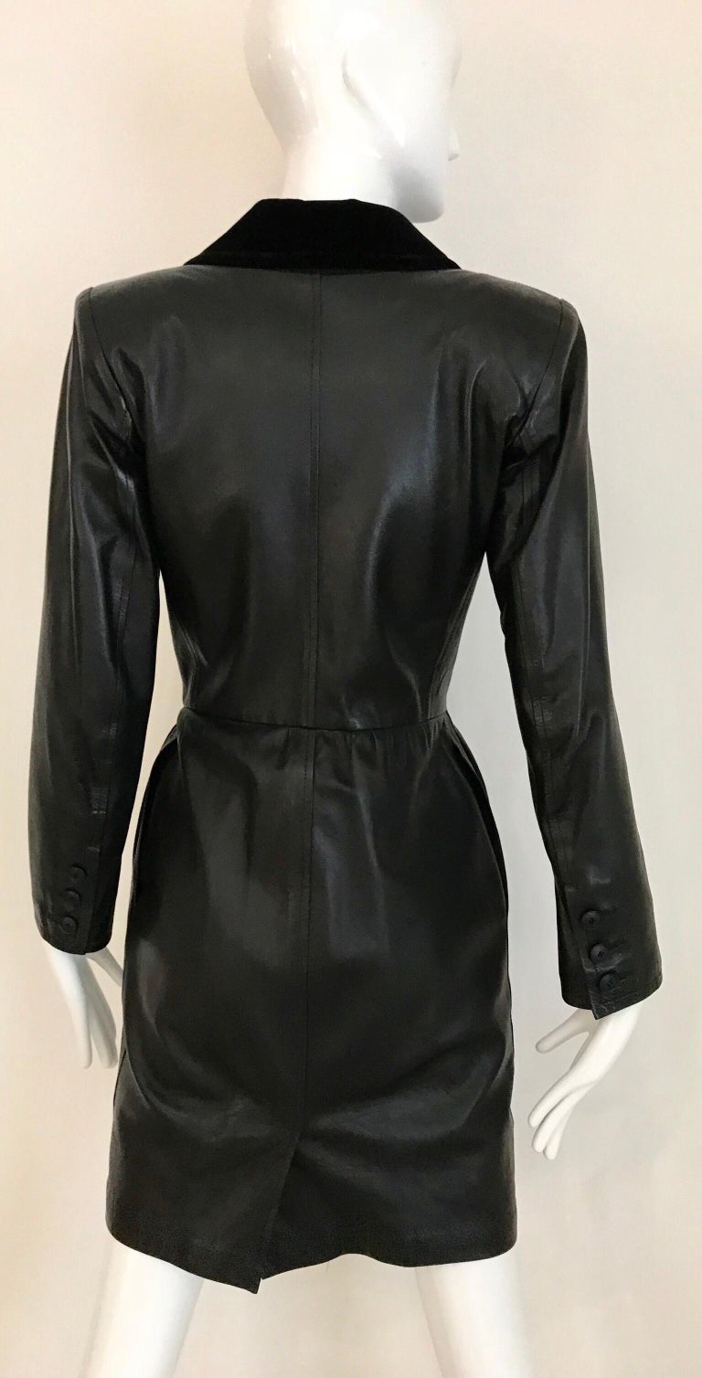 Yves Saint Laurent Vintage Black Leather Mini Dress at 1stDibs