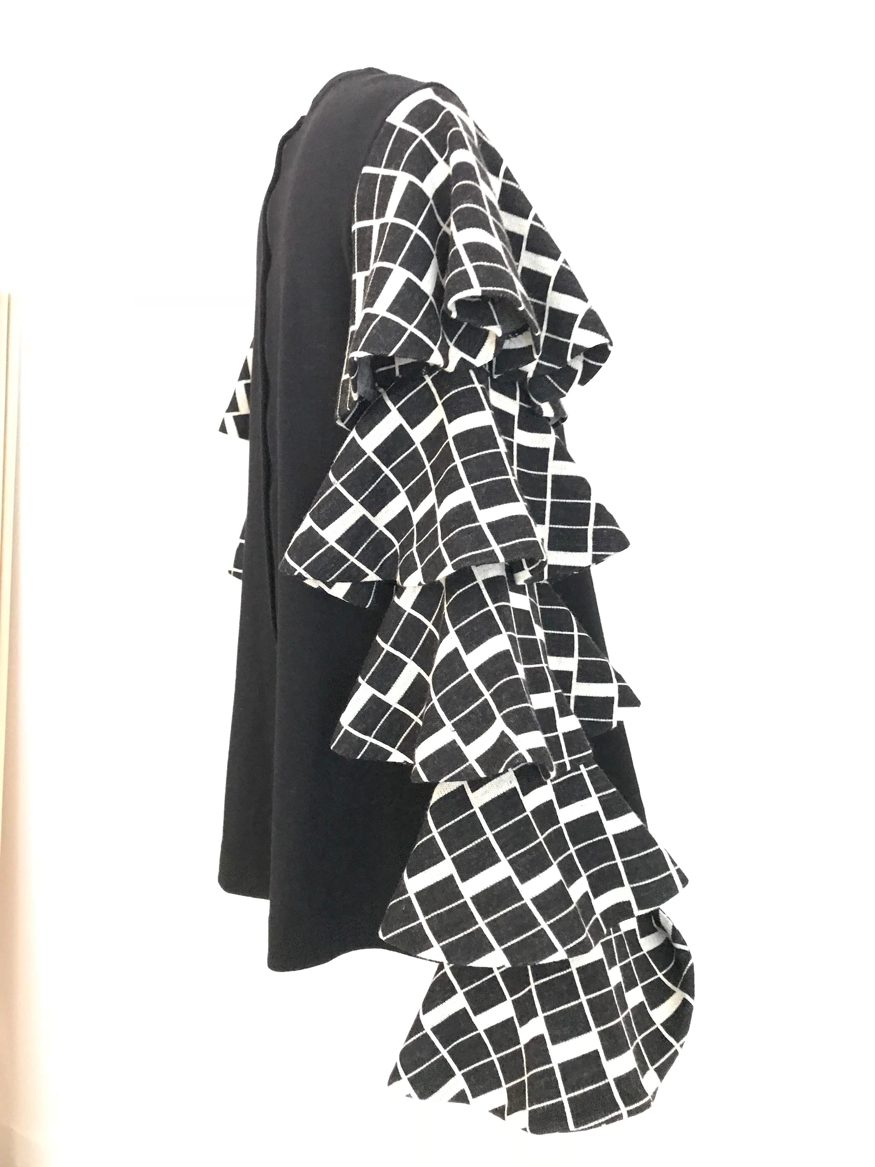 Rudi Gernreich Black Knit Mini Dress with Ruffle Sleeves, 1970s   1