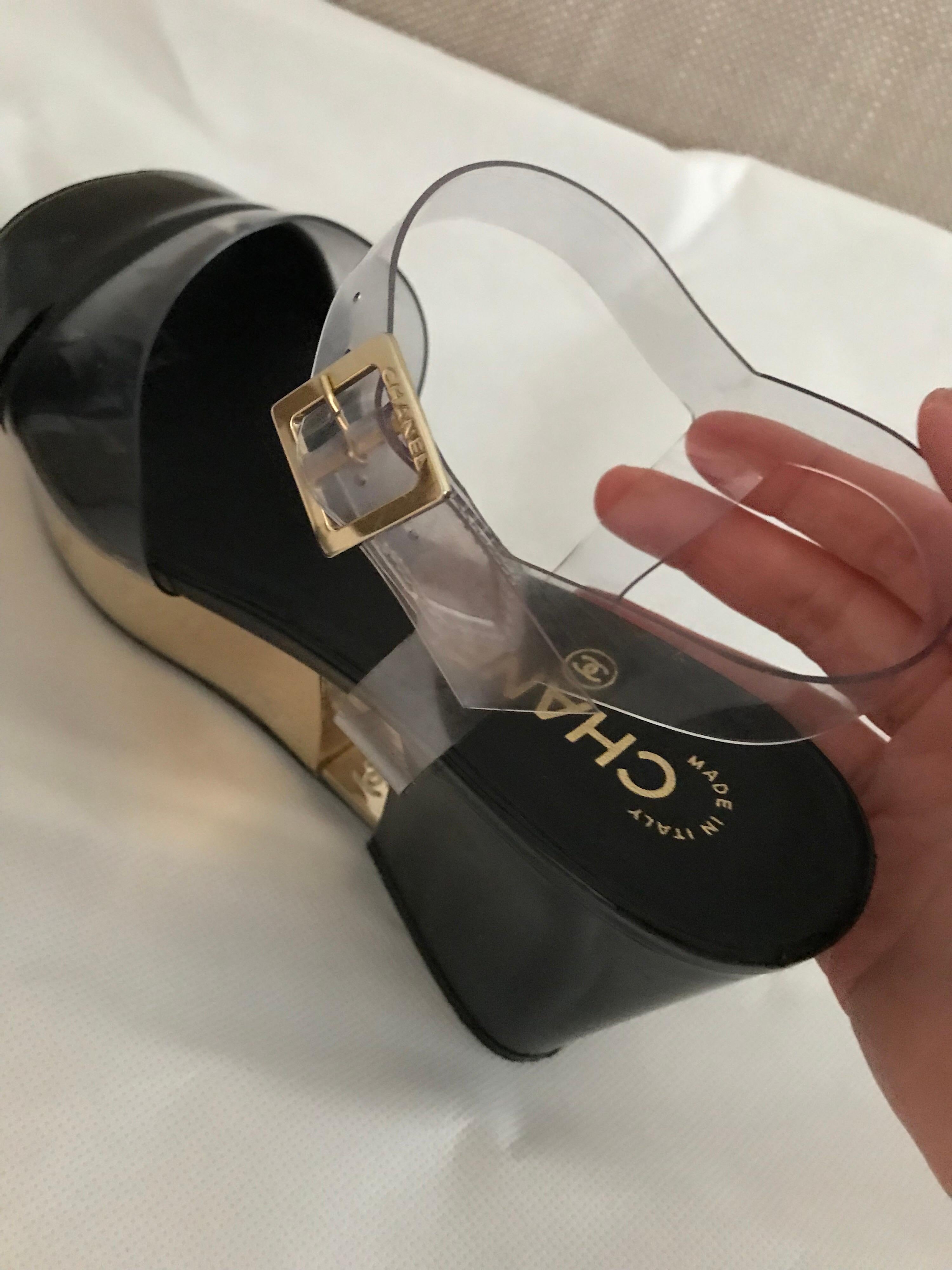 chanel clear sandals