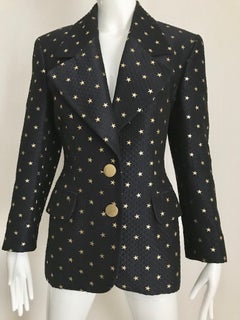 Vintage Moschino Navy Blazer Jacket with Gold Stars