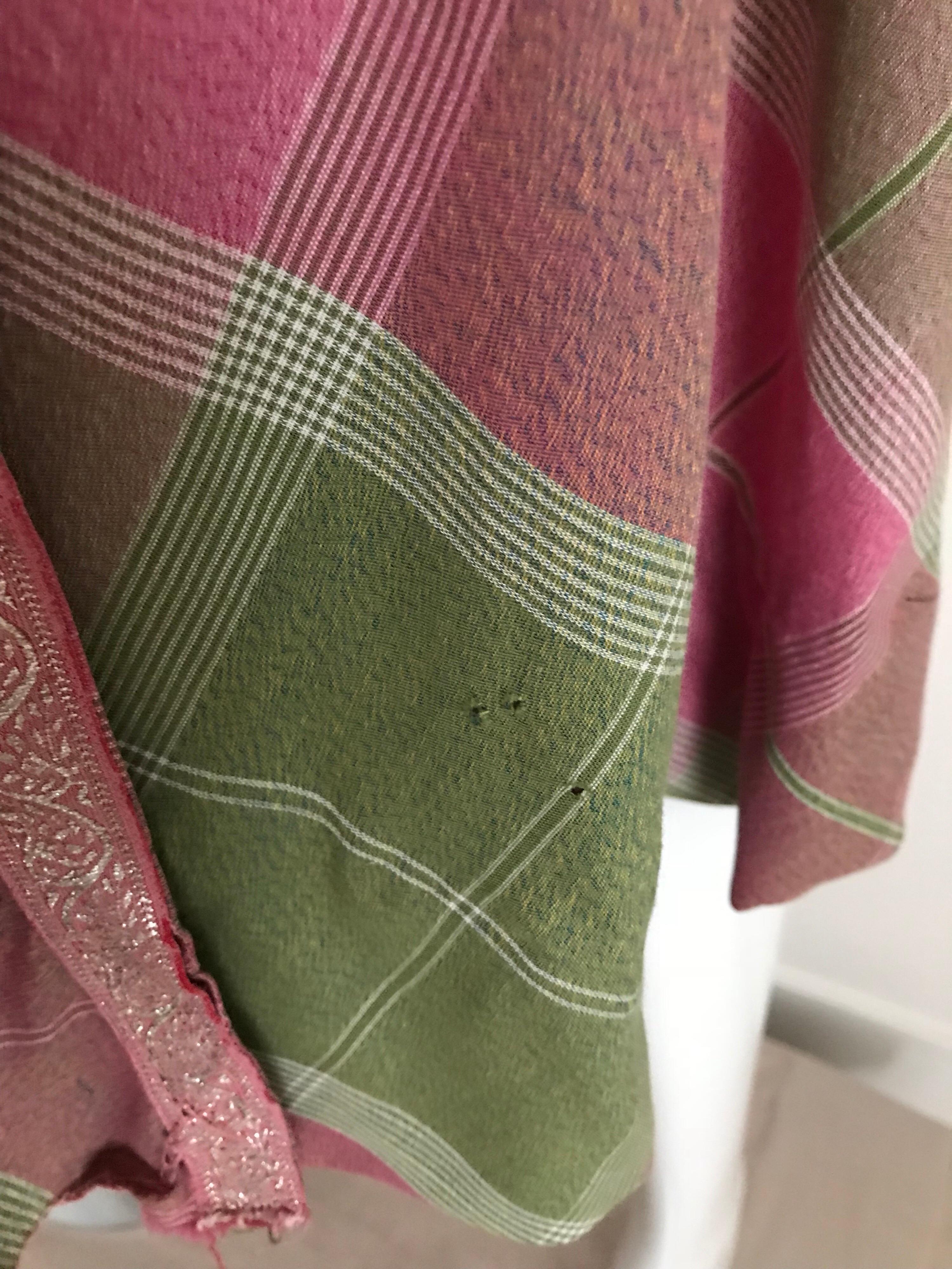 Vintage Tina Lesser Pink and Green Plaid Cotton Dress For Sale 3