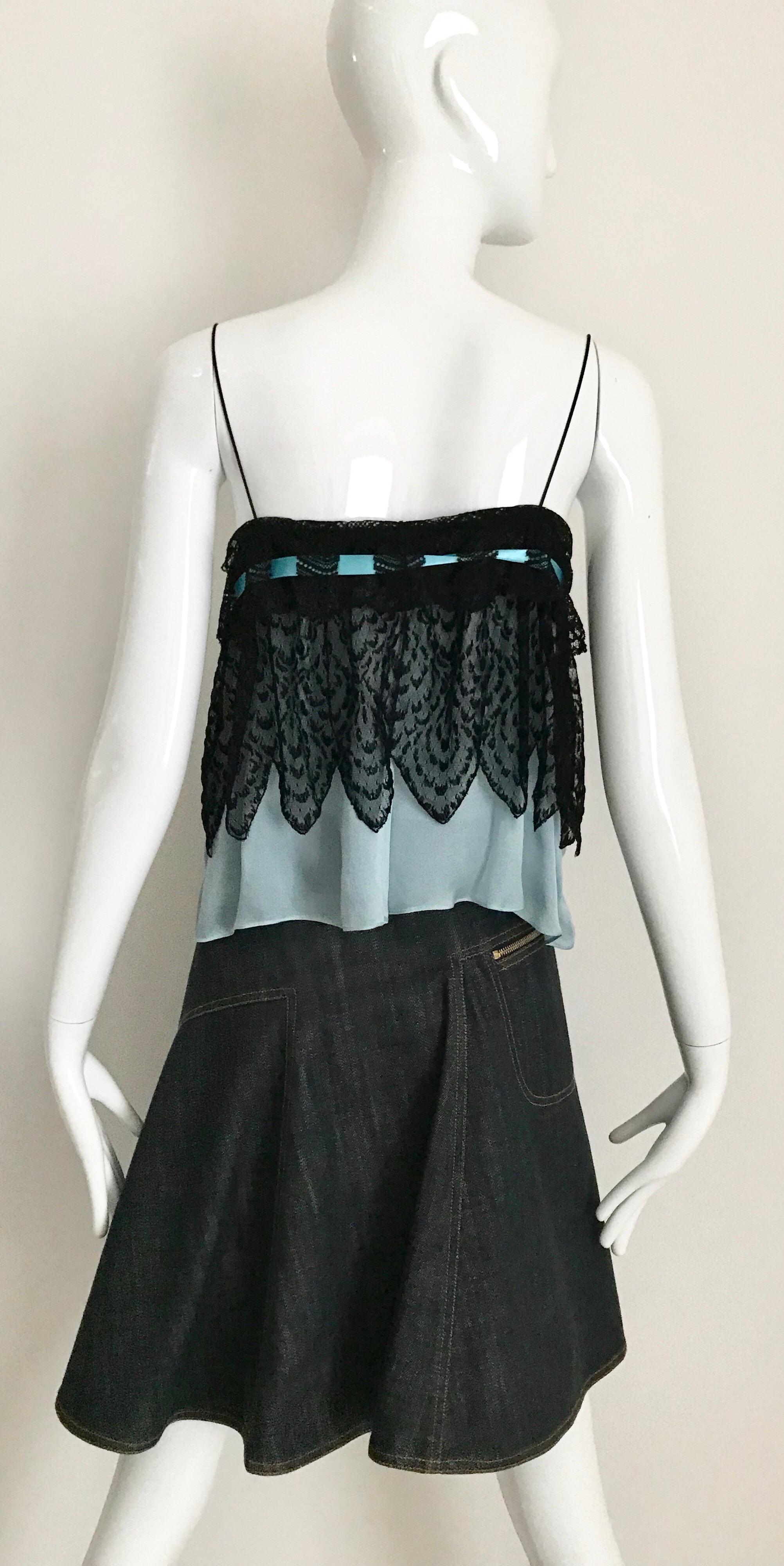 Black ALAIA Denim Zipper  Skirt