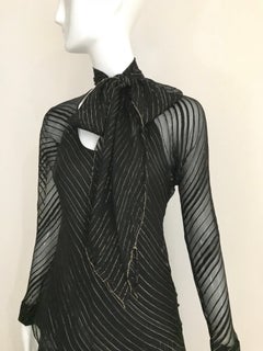 Vintage Julio Black and Gild Silk Blouse and Skirt Set