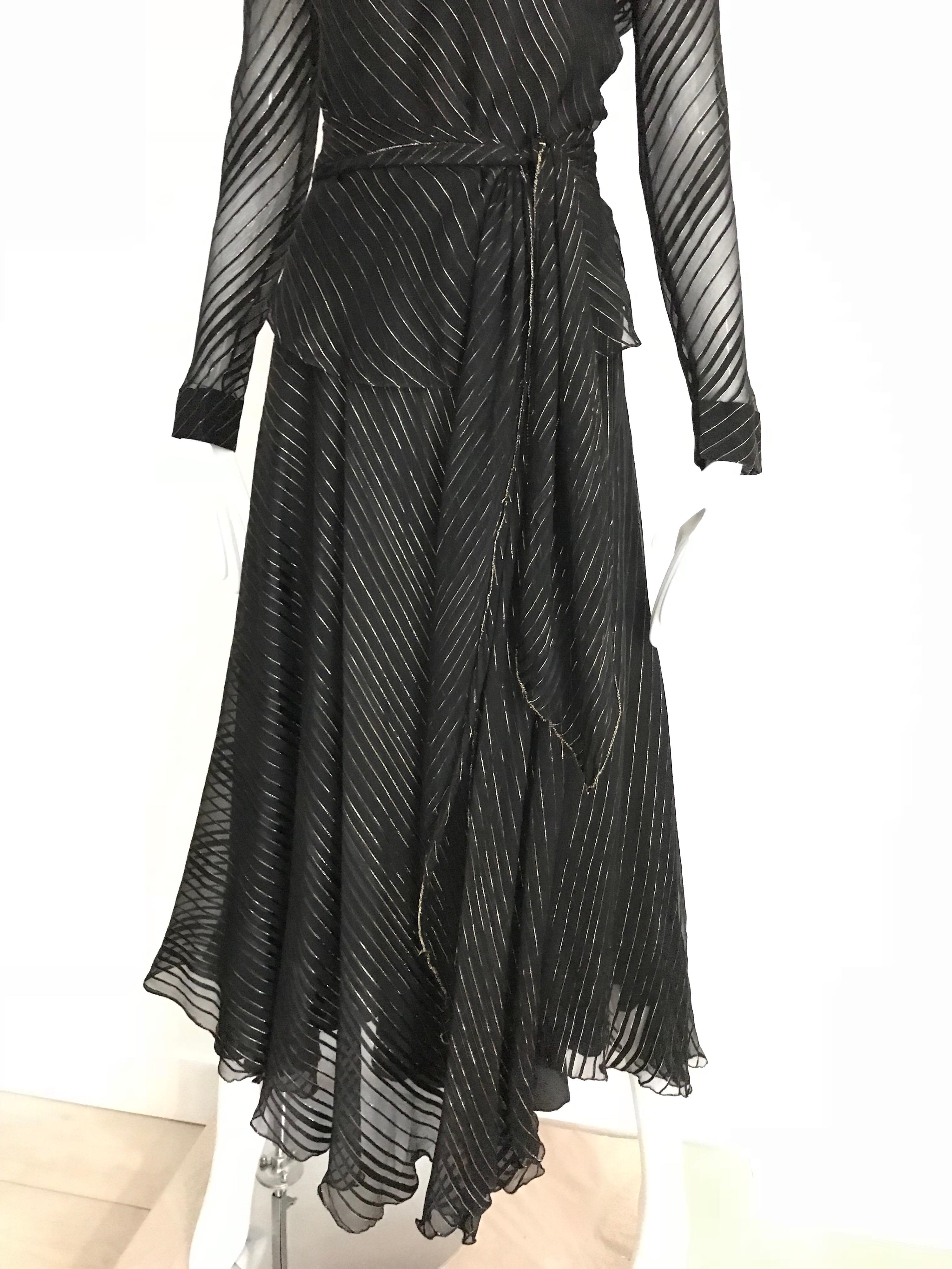 Vintage Julio Black and Gild Silk Blouse and Skirt Set  For Sale 1