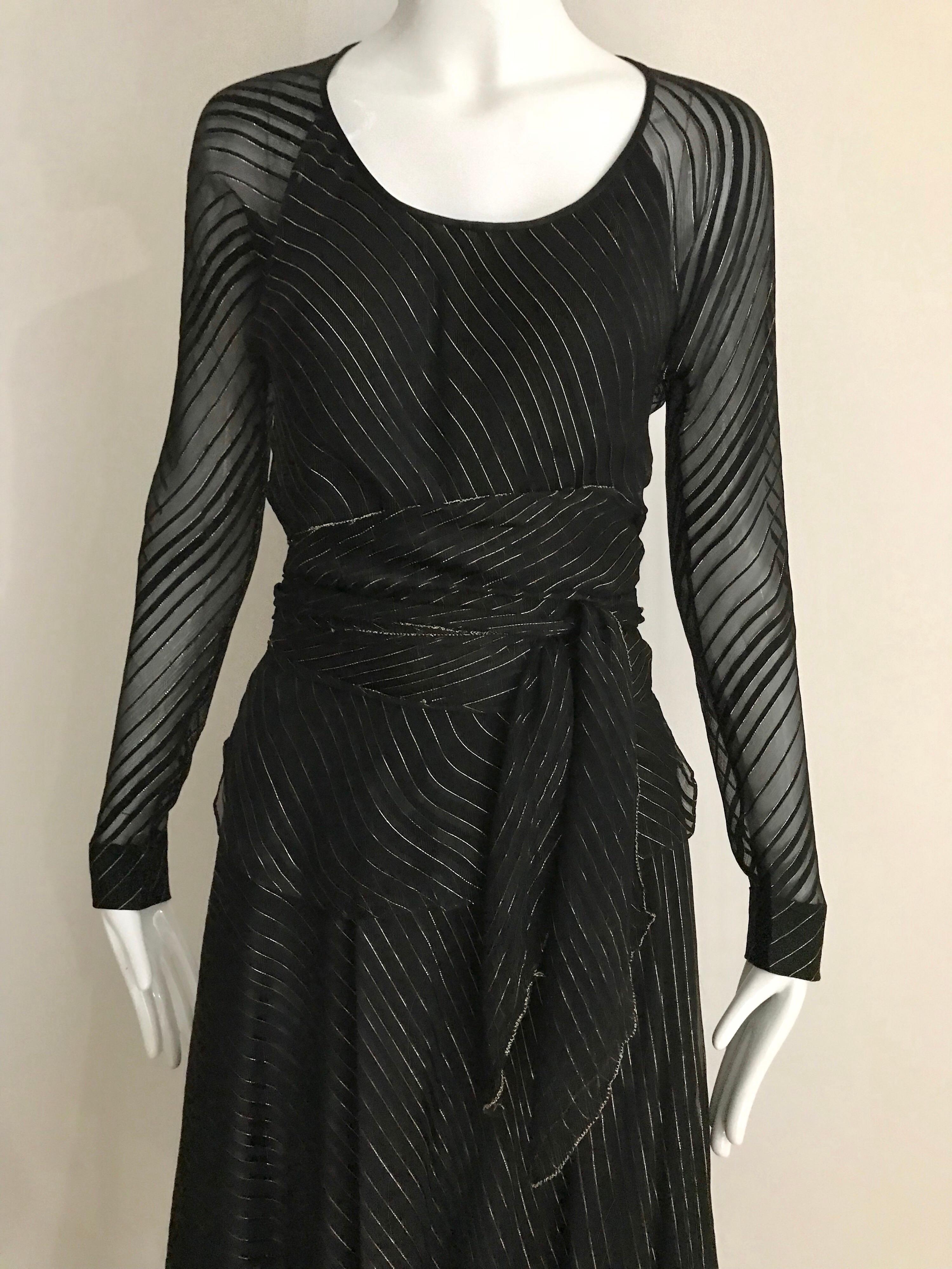 Vintage Julio Black and Gild Silk Blouse and Skirt Set  For Sale 4