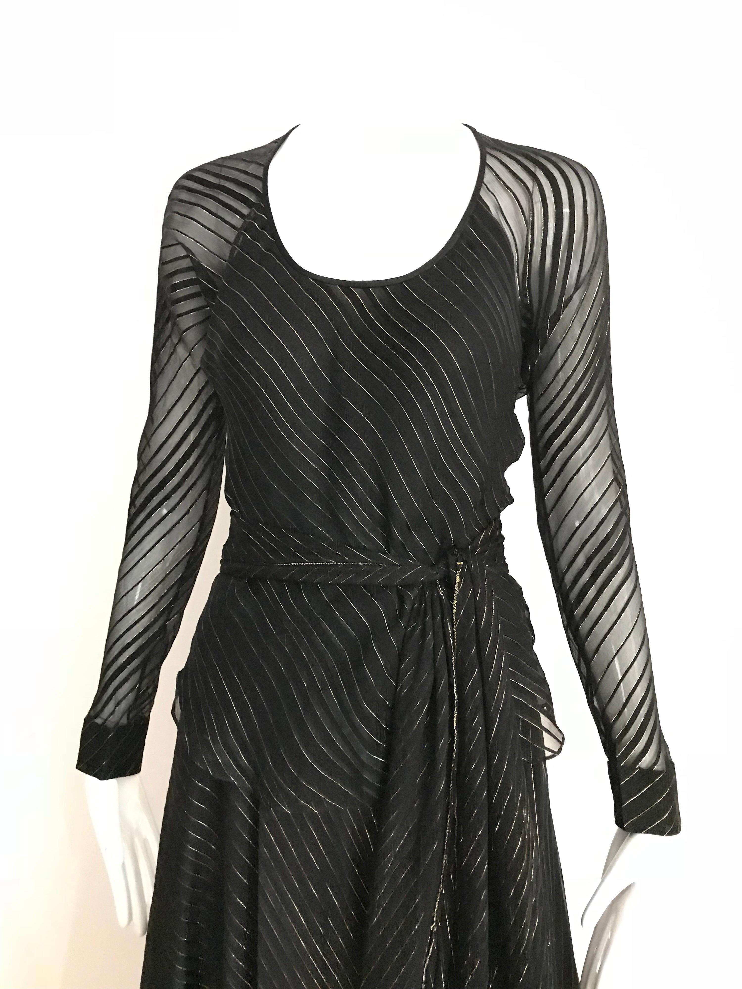 Vintage Julio Black and Gild Silk Blouse and Skirt Set  For Sale 7