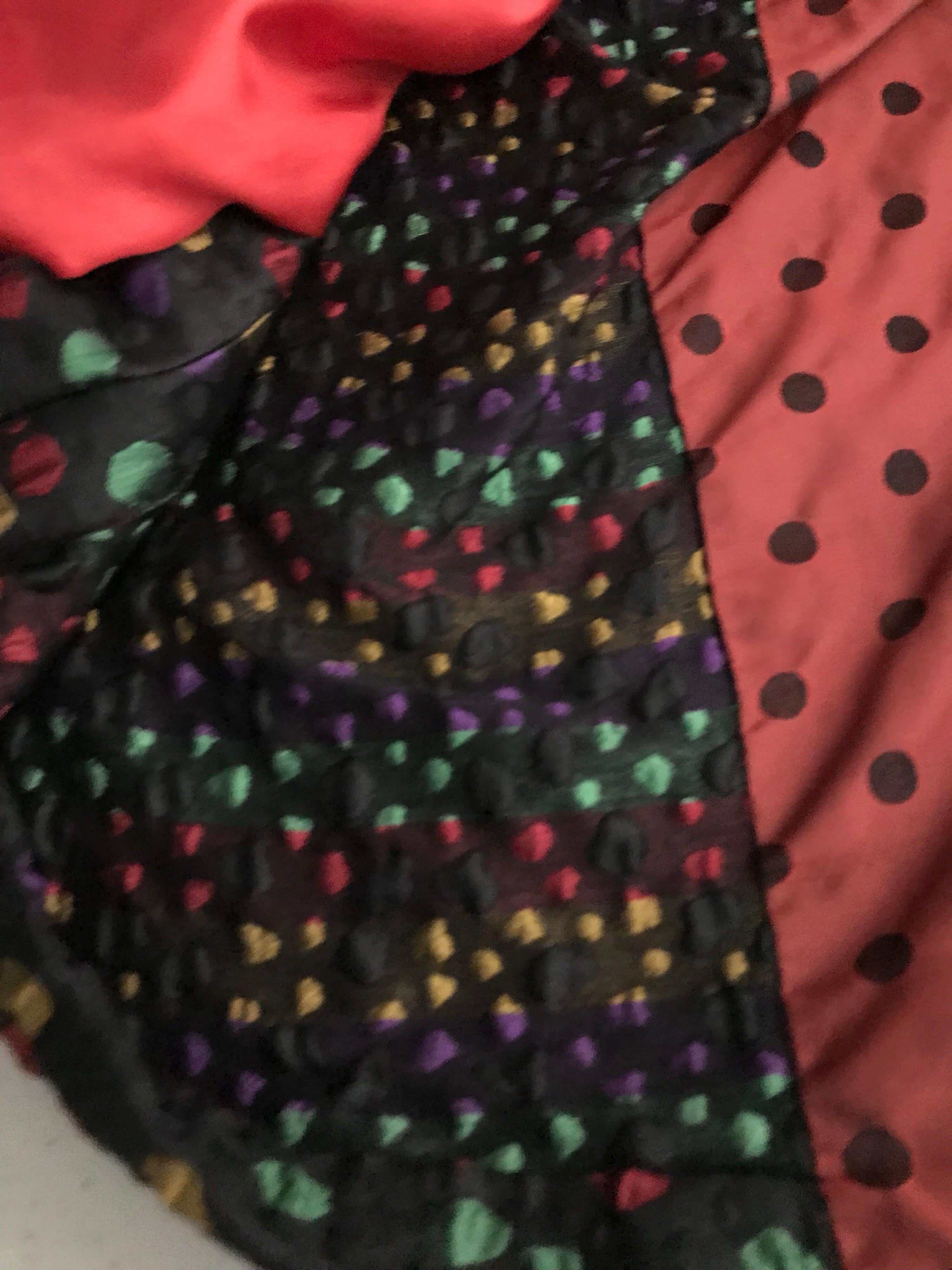 Givenchy Haute Couture Black Multi Color Dots Vintage Silk Dress For Sale 4