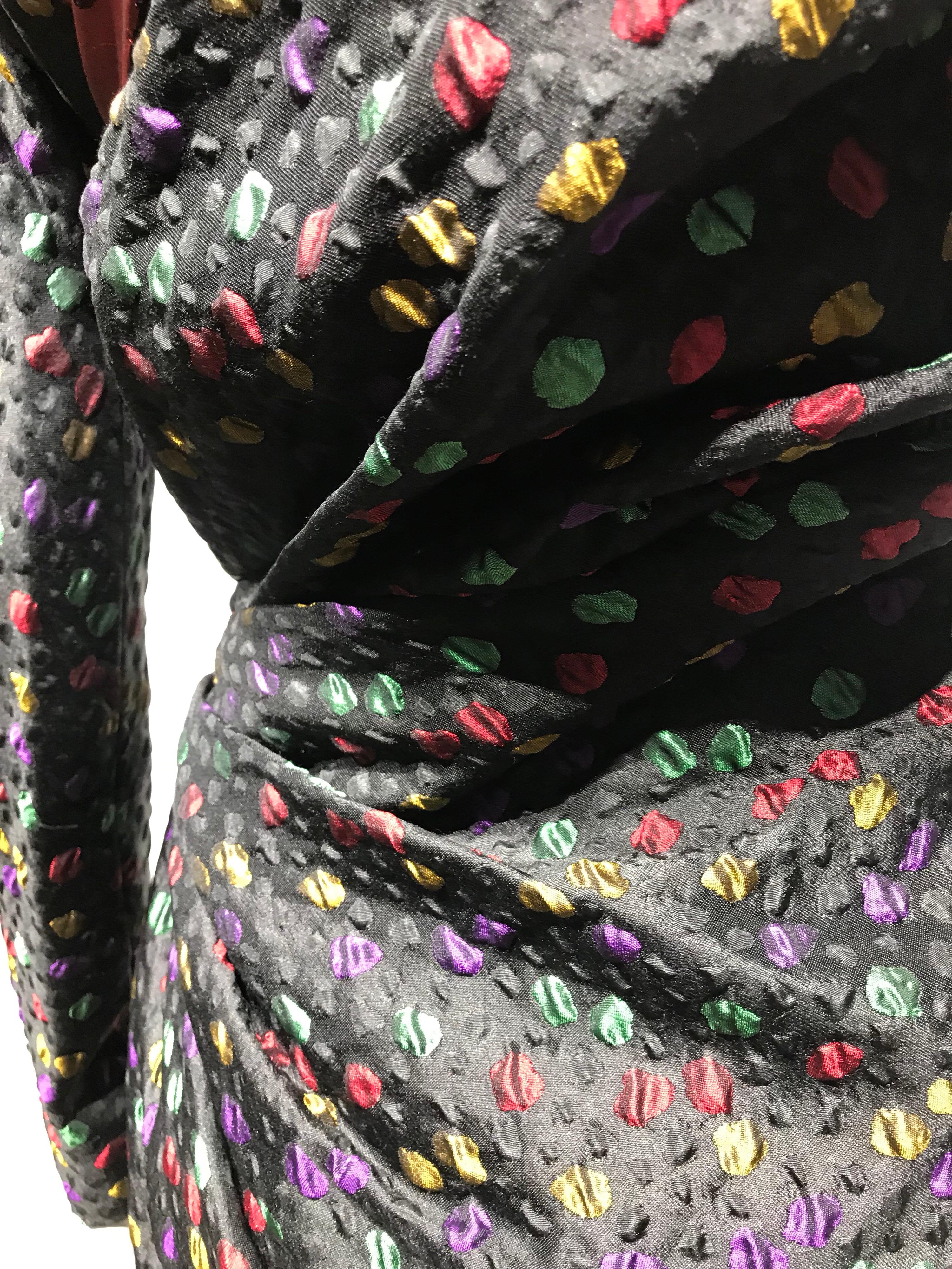 Givenchy Haute Couture Black Multi Color Dots Vintage Silk Dress For Sale 8