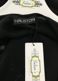 Halston Black Silk Chiffon Bias Cut Dress, 1970s