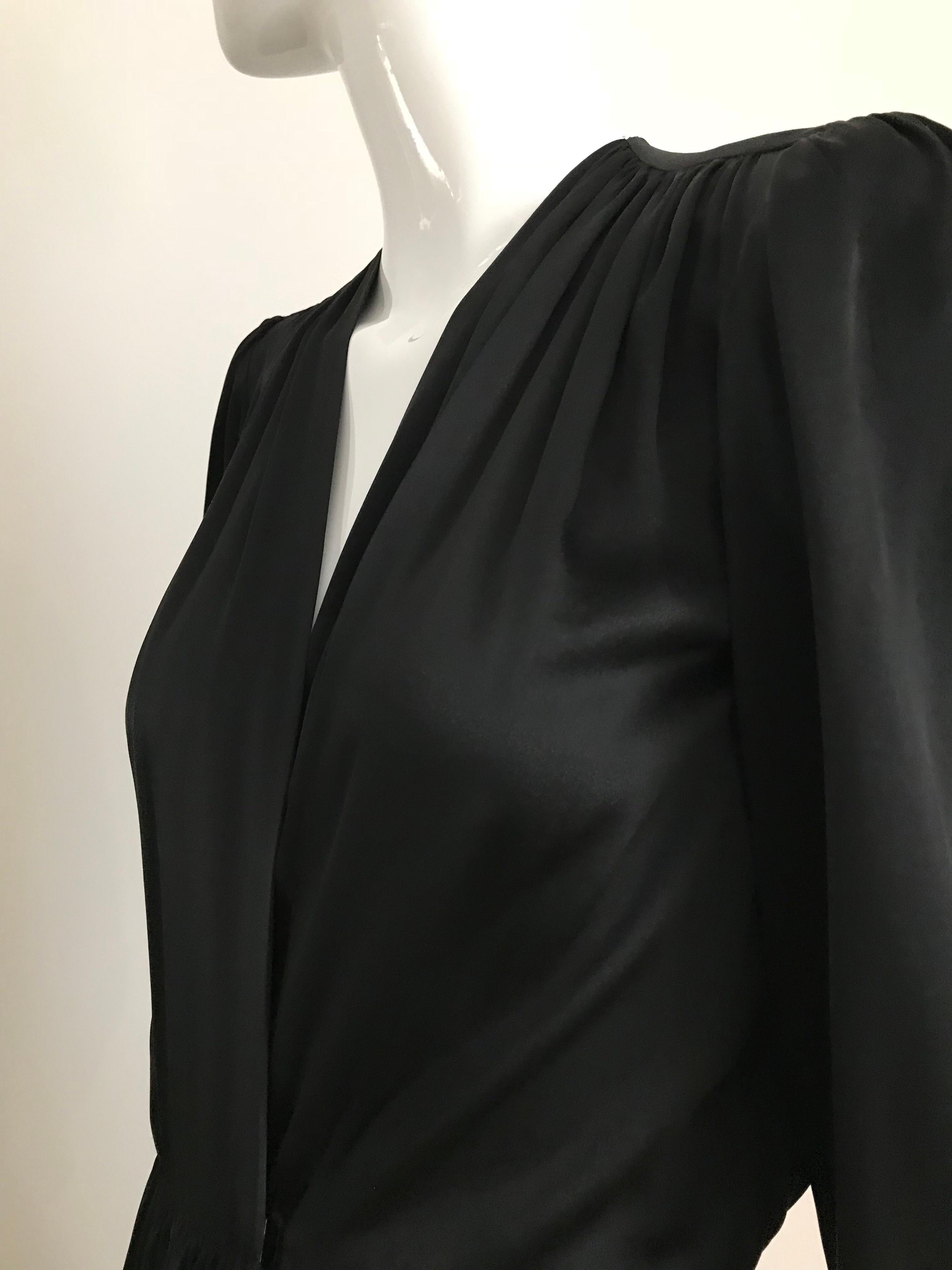 Vintage Saint Laurent YSL  Black Silk Long Sleeve Dress 1