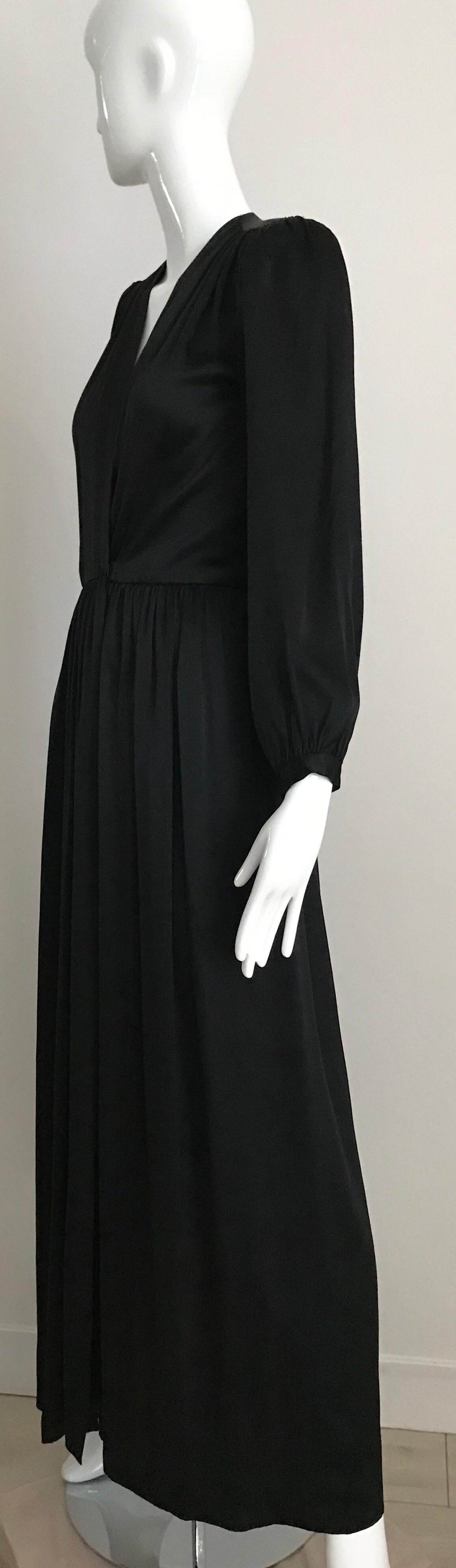 Vintage Saint Laurent YSL  Black Silk Long Sleeve Dress 3