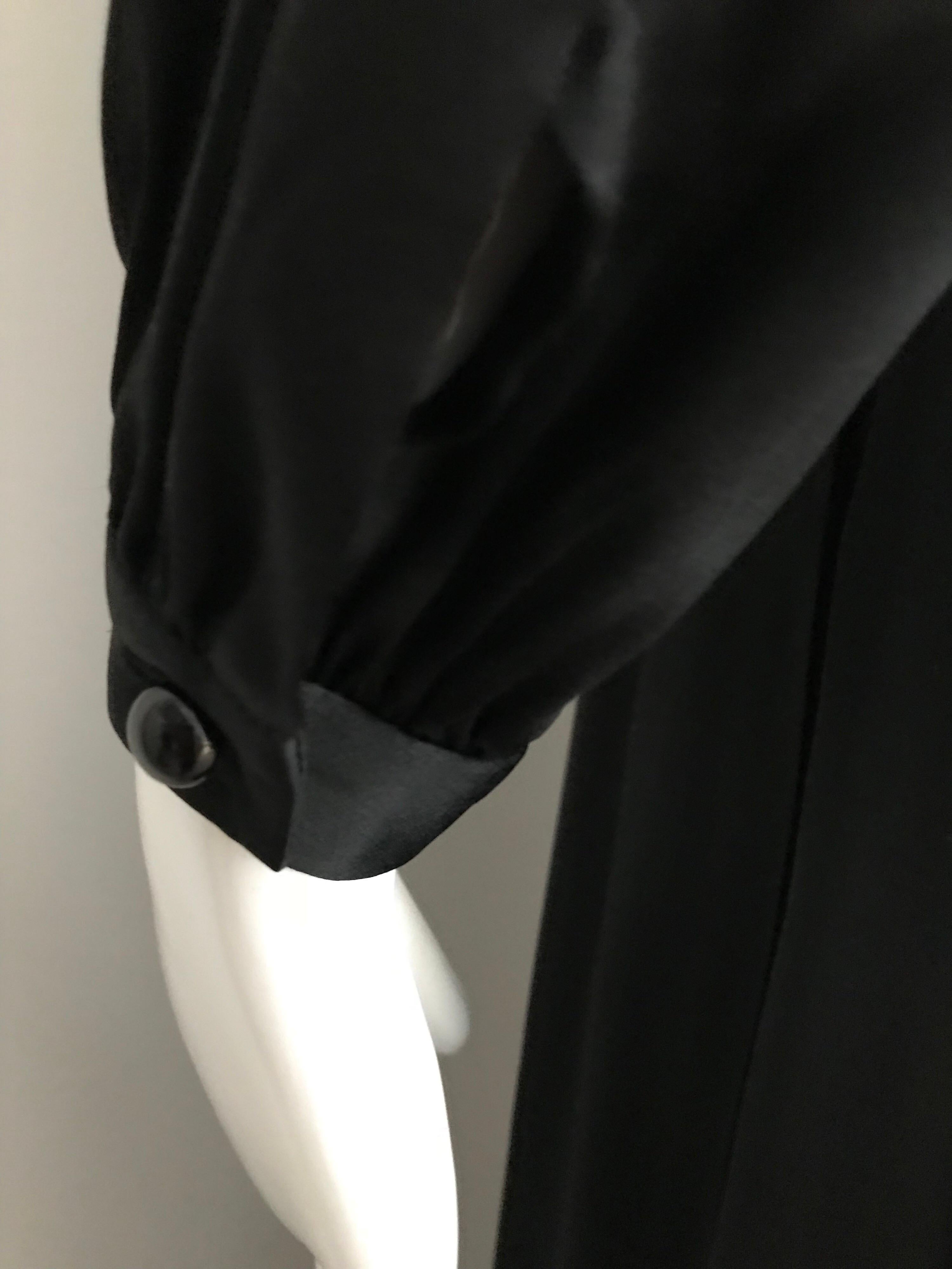 Vintage Saint Laurent YSL  Black Silk Long Sleeve Dress 4