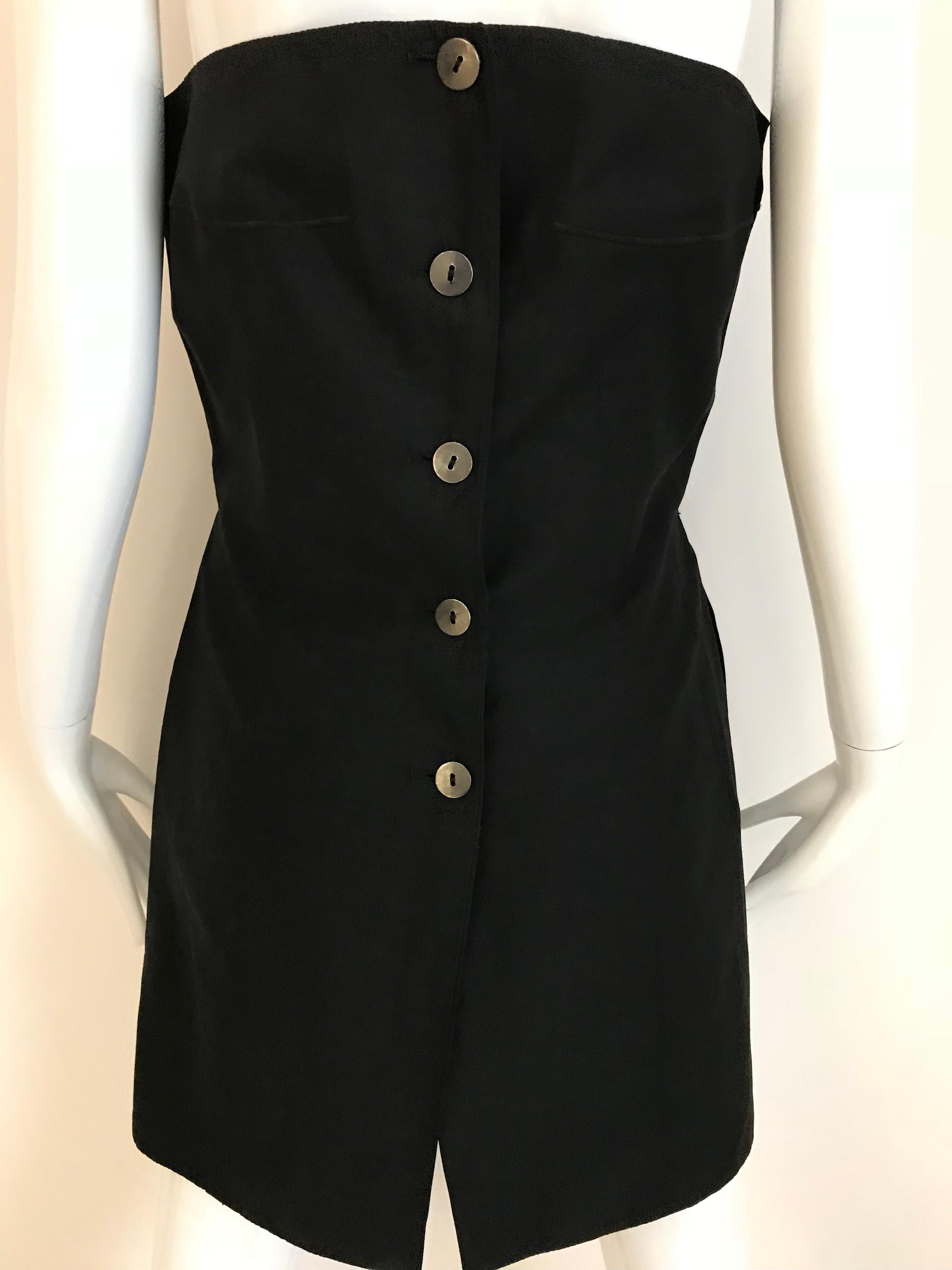 Claude Montana Black Silk Linen Cocktail Top, 1990s 6