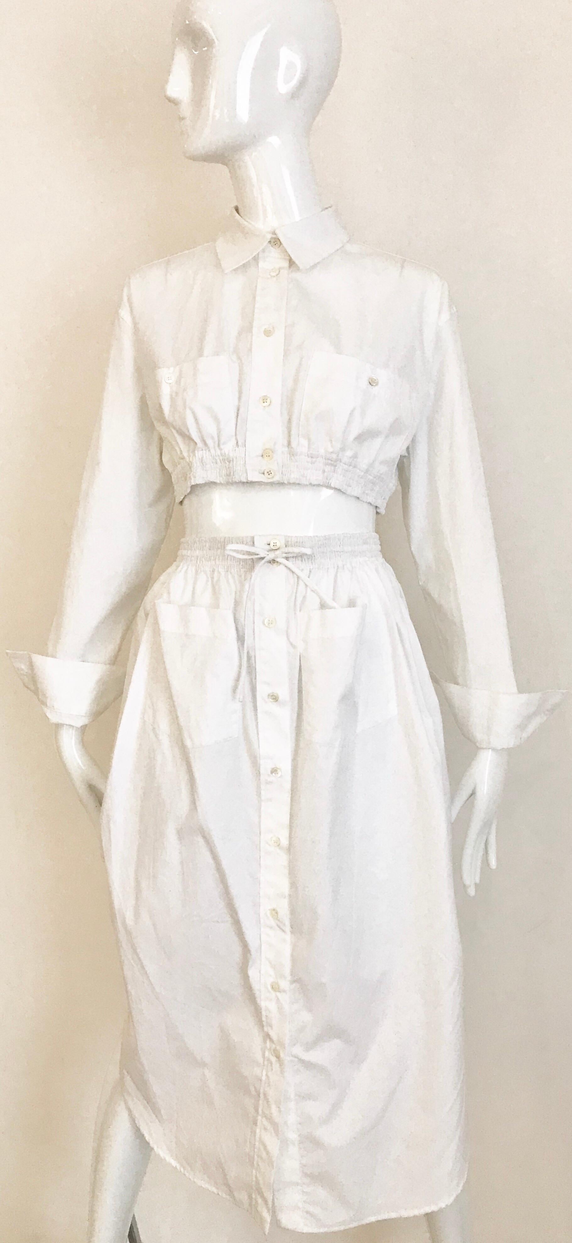 Jean Paul Gaultier White Cotton Crop Top and Skirt 1