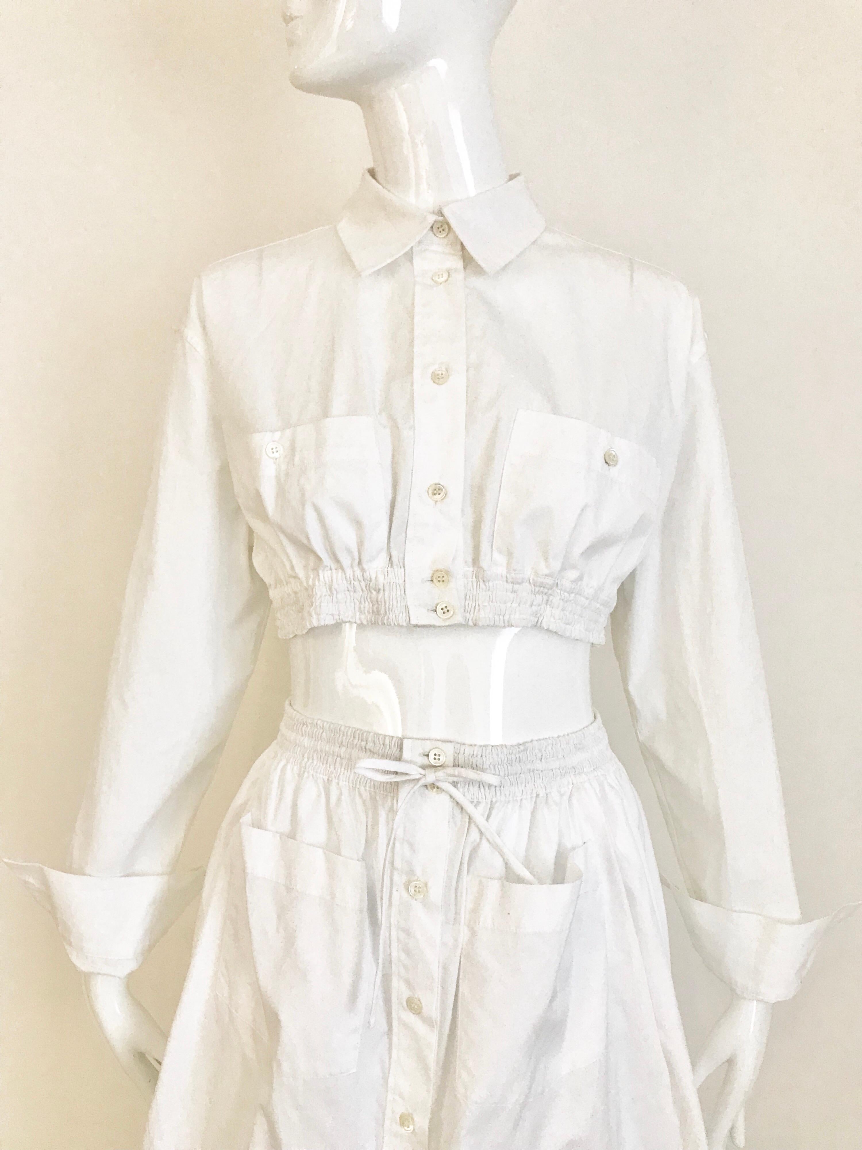 Jean Paul Gaultier White Cotton Crop Top and Skirt 2